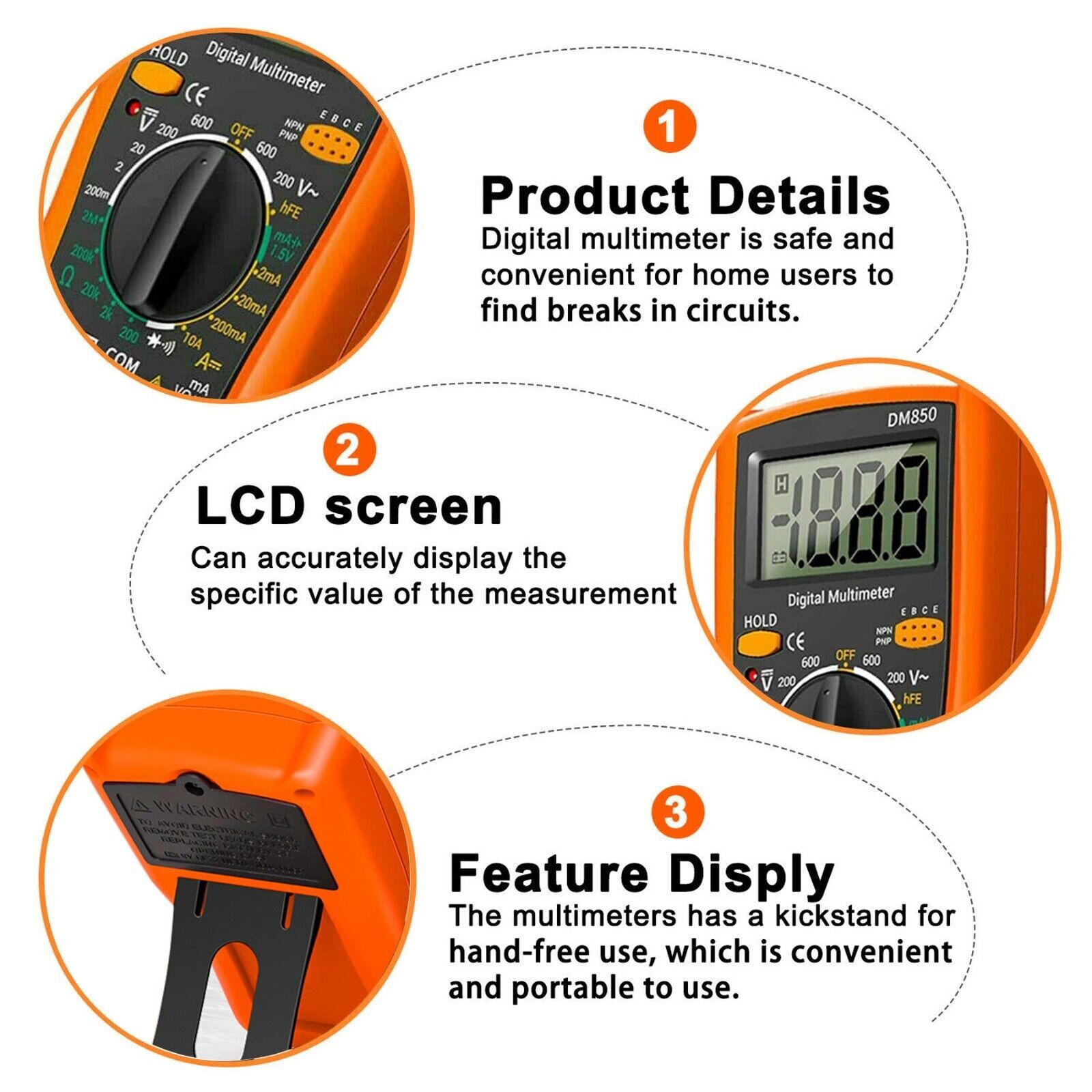 LCD Digital Multimeter AC DC Voltmeter Ammeter Ohmmeter Volt Tester Lead Meter