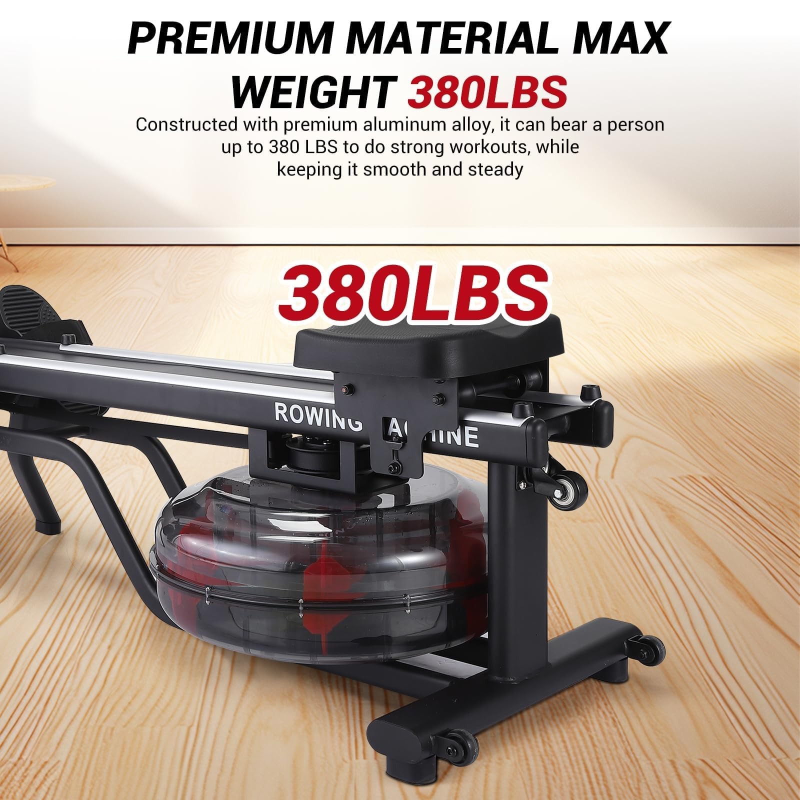 Water Rowing Machines ,380 LBS Foldable Rower Machine for Full Body Workout Home