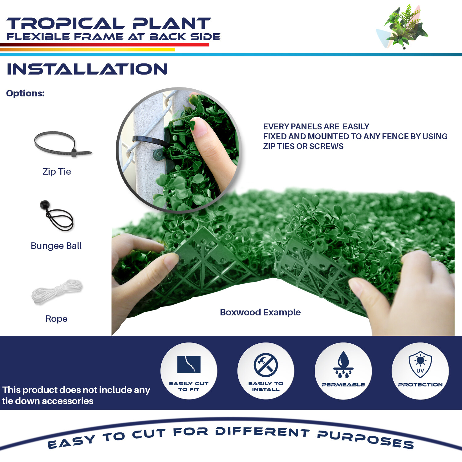 20"x20" Artificial Faux Tropical Leaf Privacy Fence Screen Decor Panels Hedge