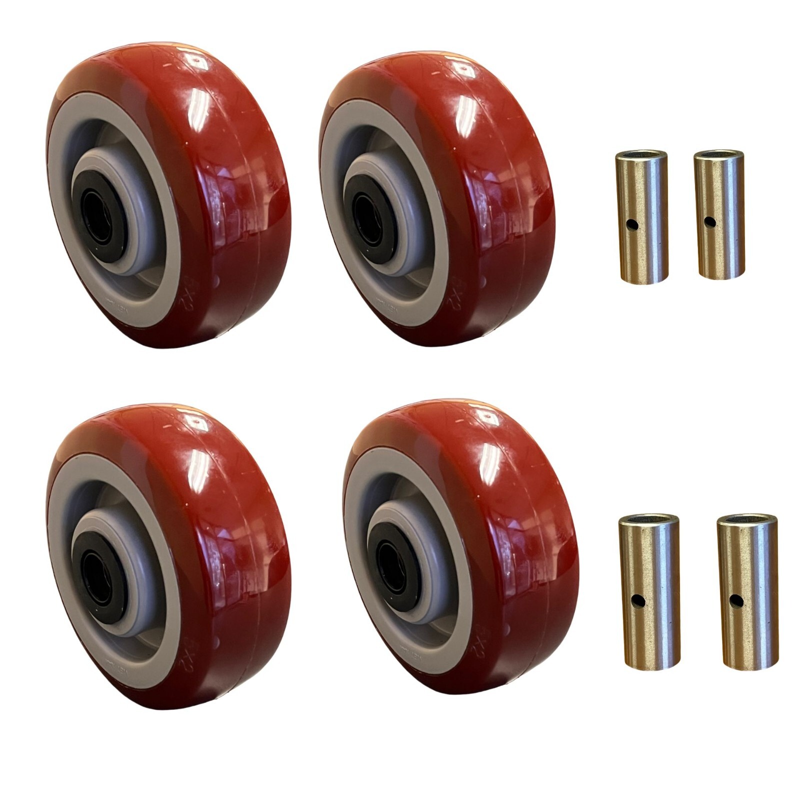 5” x 2” Burgundy Polyurethane on Plastic Core 4 Wheels