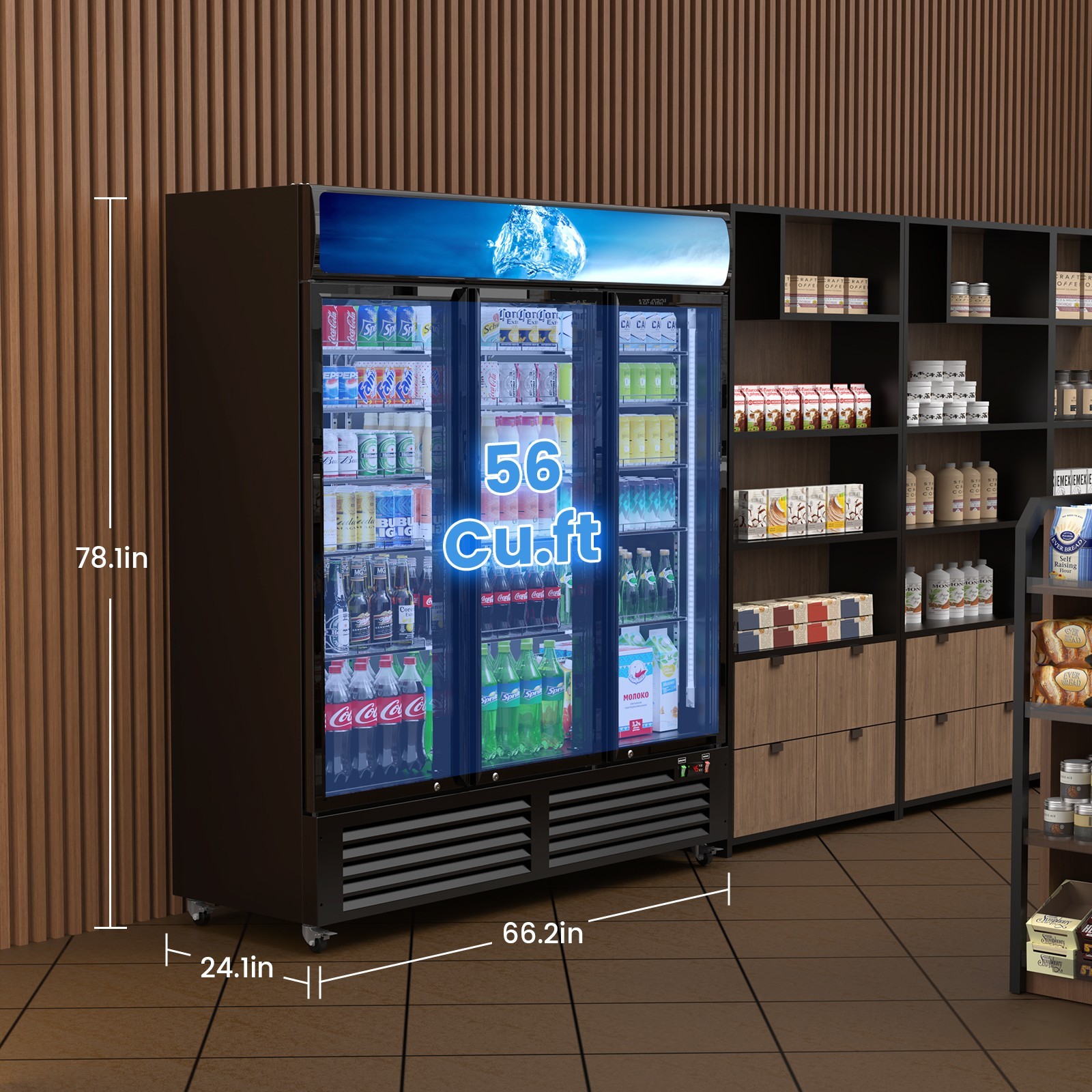 Commercial Merchandiser Refrigerator 56 CU.FT Glass Doors Beverage Refrigerators