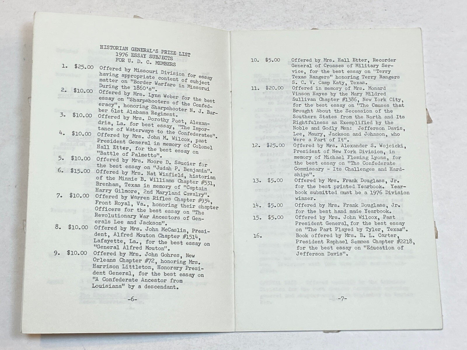 UDC United Daughters of the Confederacy 1976 - 1977 General Historian Yearbook