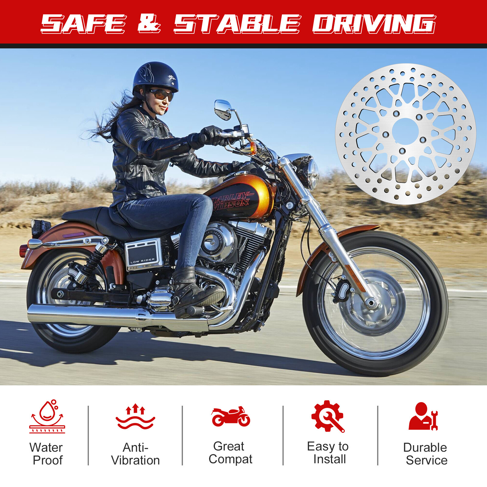 11.5'' 2 Piece Harley Rotor brushed Stainless for Harley DavidsonTouring Bagger