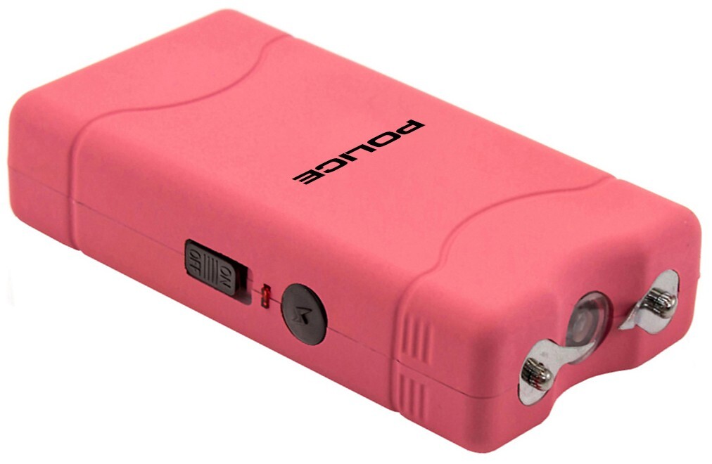 POLICE Mini Stun Gun 800 Rechargeable LED Flashlight for Self Defense Pink