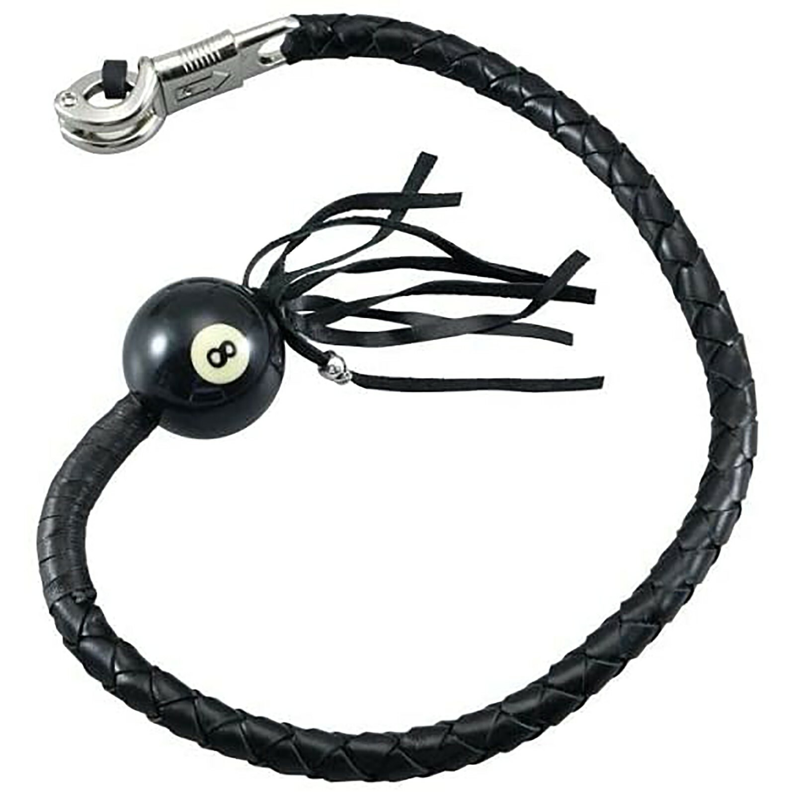 36" Leather Motorcycle Get Back Whip for Handlebar Biker Whip With Pool Ball