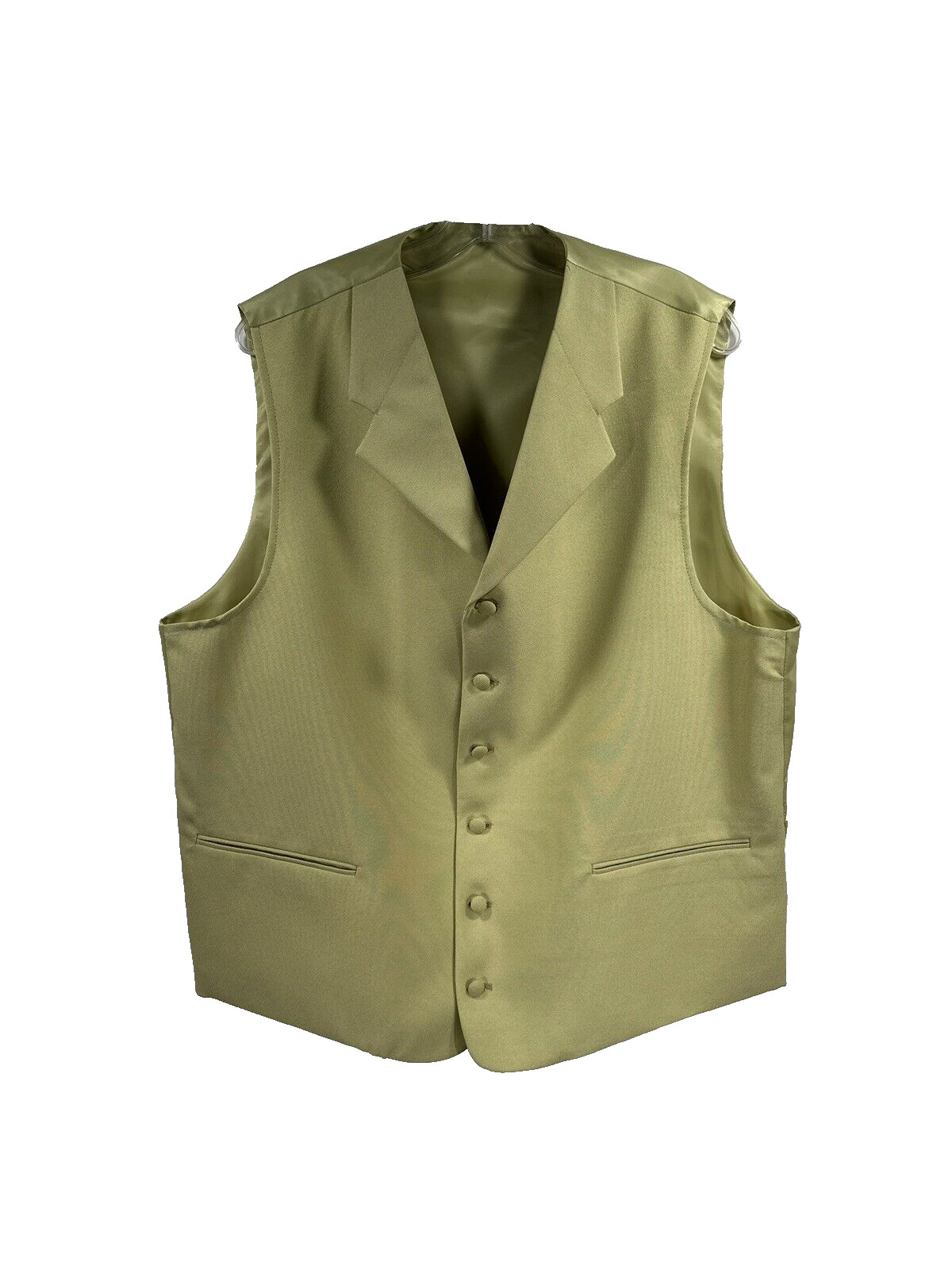 Men's Vest Solid Green 6 Buttons Size 46R Arm Pit to Arm Pit 48"