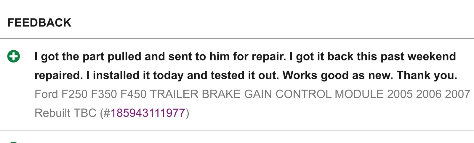 Ford F250 F350 F450 TRAILER BRAKE GAIN CONTROL MODULE 2005 2006 2007 Rebuilt TBC