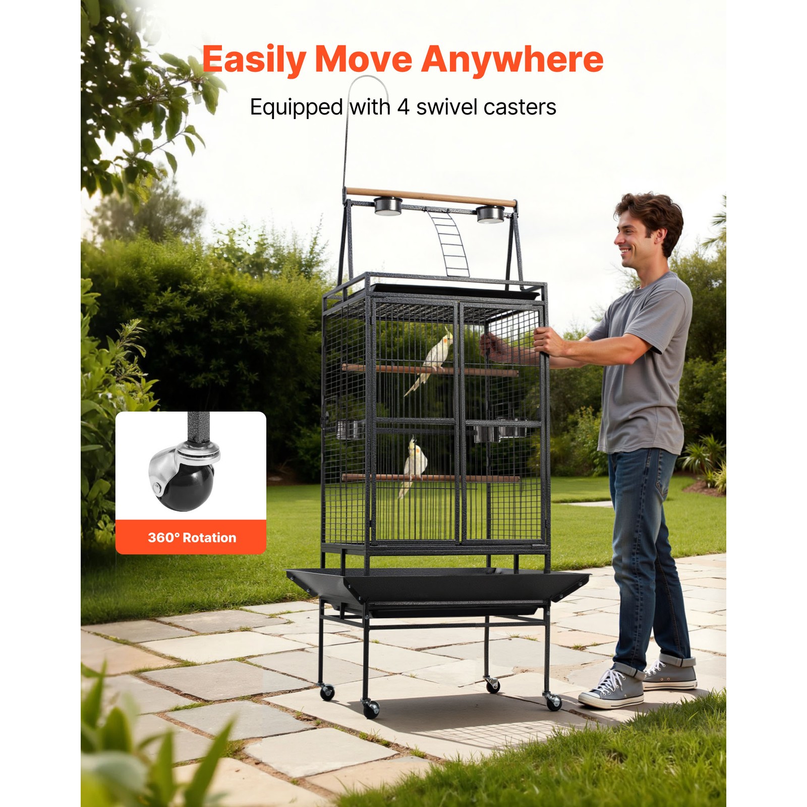Uimoso Large Bird Cage with Open Flat Top, 32.7 x 31.1 x 82.7 Inches