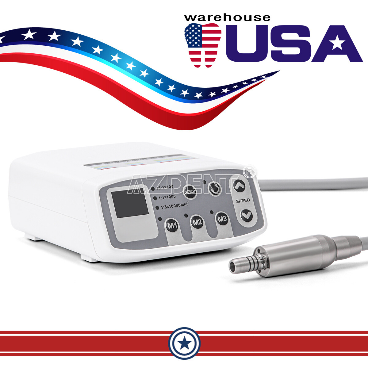 AZDENT Dental Electric LED Brushless Micro Motor/1:1/1:5 Increasing Handpiece