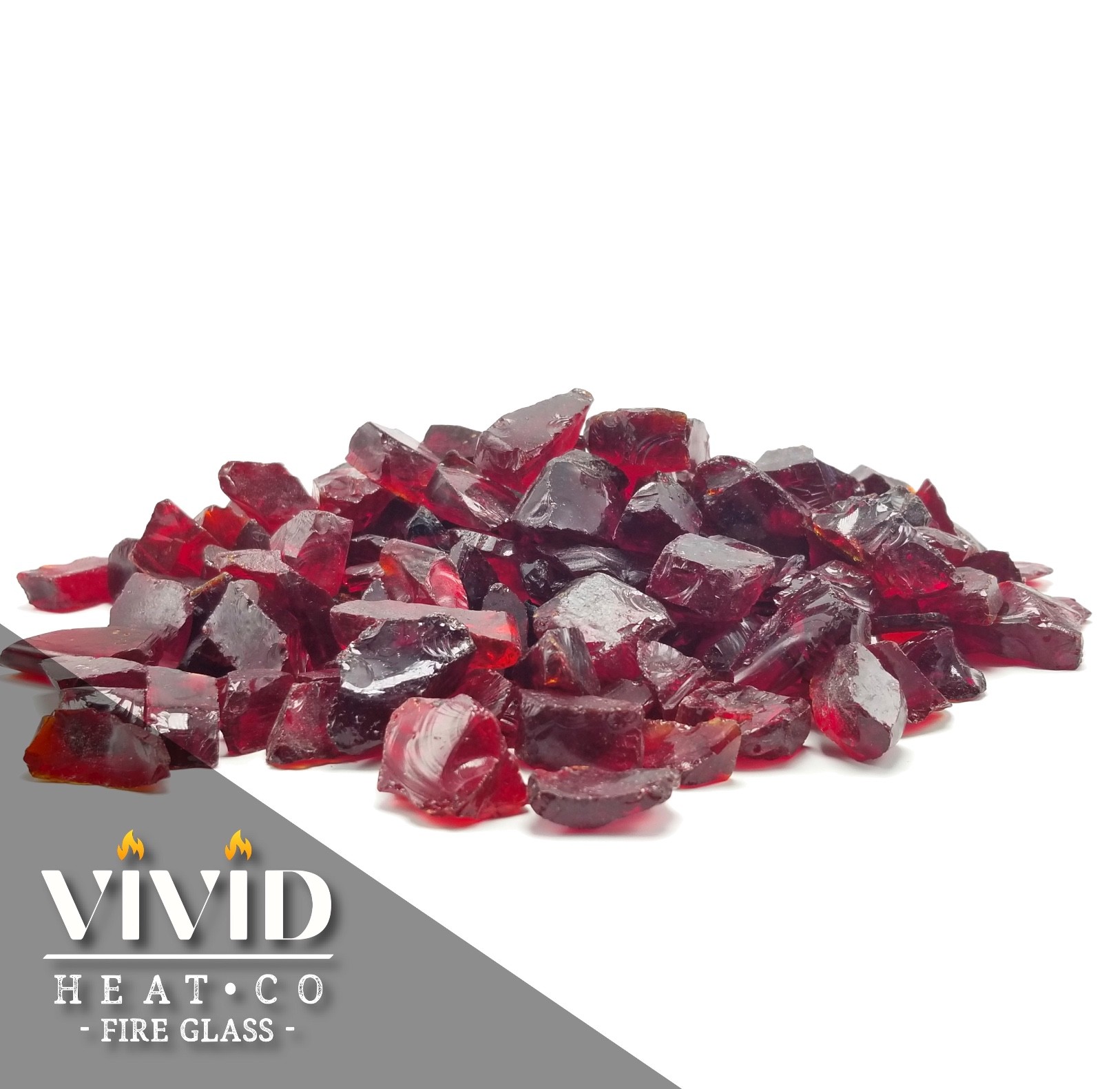 PREMIUM RUBY RED - 1/2" - 3/4" Large Fireplace Fire Pit Fireglass Glass Crystals