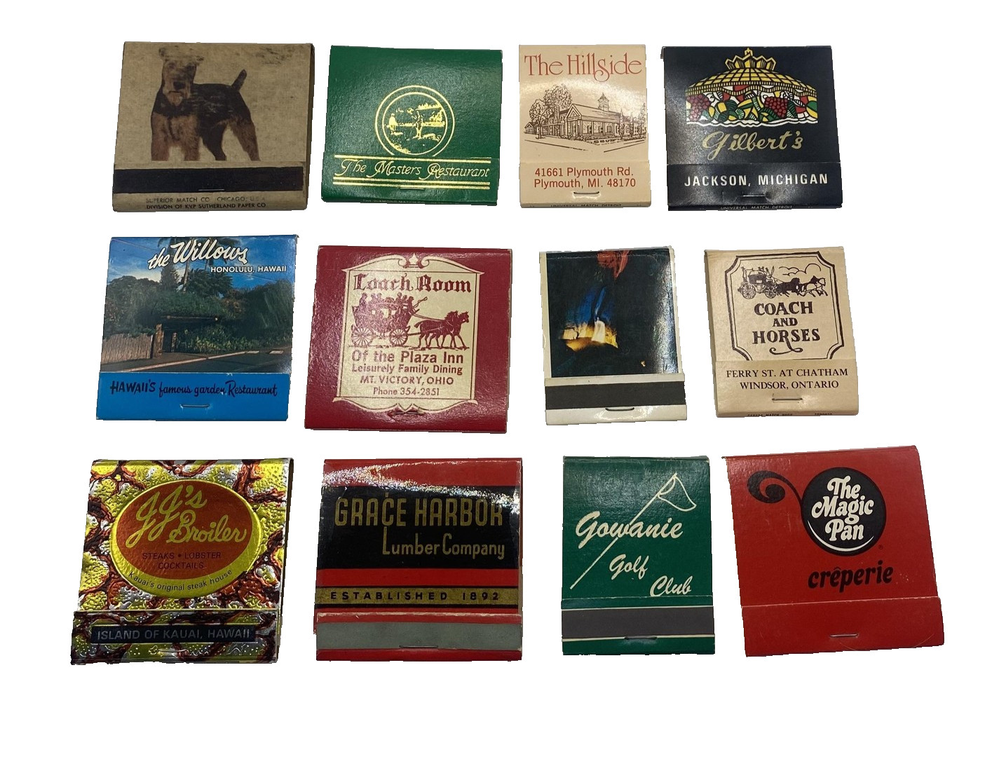 Vintage Assorted Restaurant Advertising Matchbooks Lot 12 Hawaii Michigan Golf