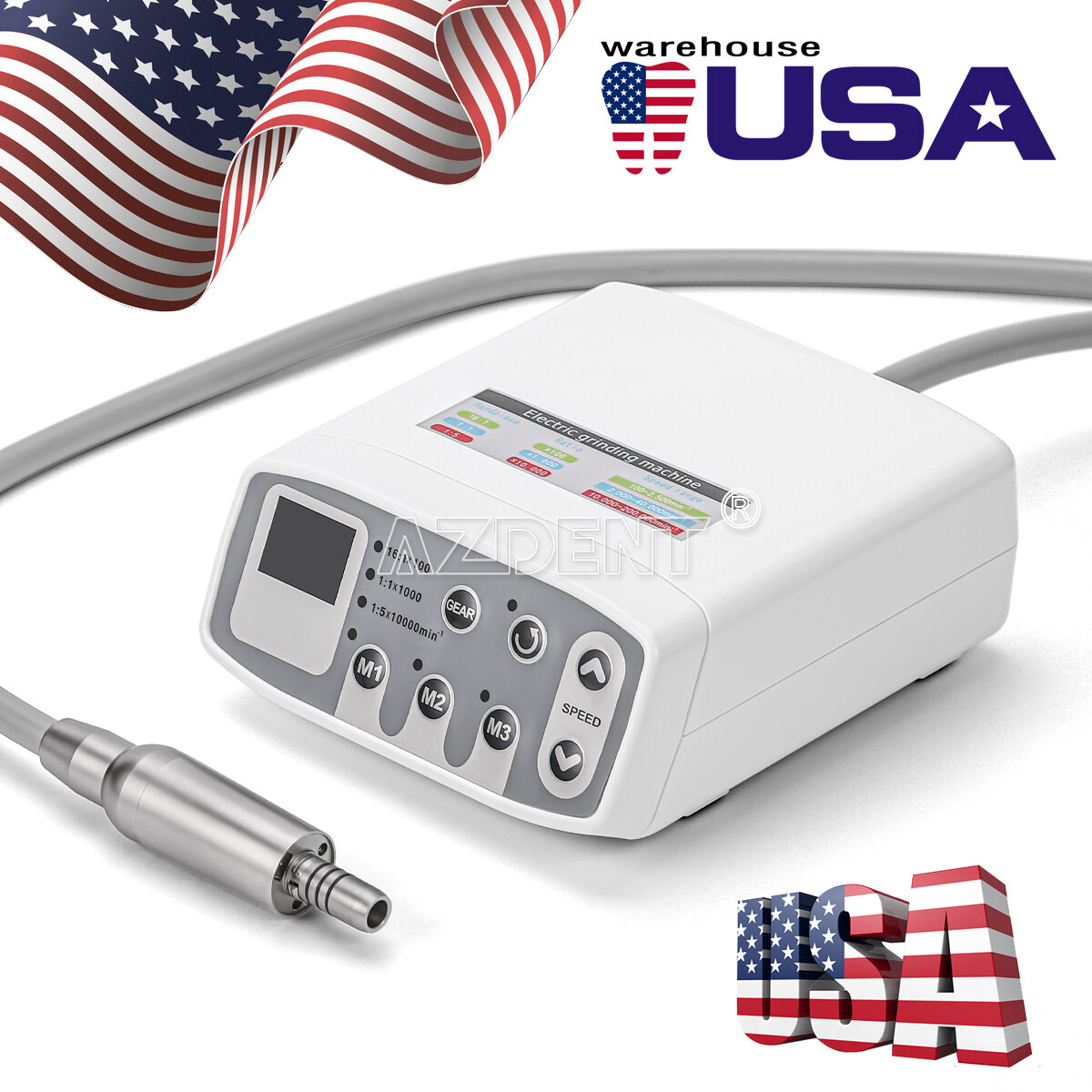 AZDENT Dental Electric LED Brushless Micro Motor/1:1/1:5 Increasing Handpiece