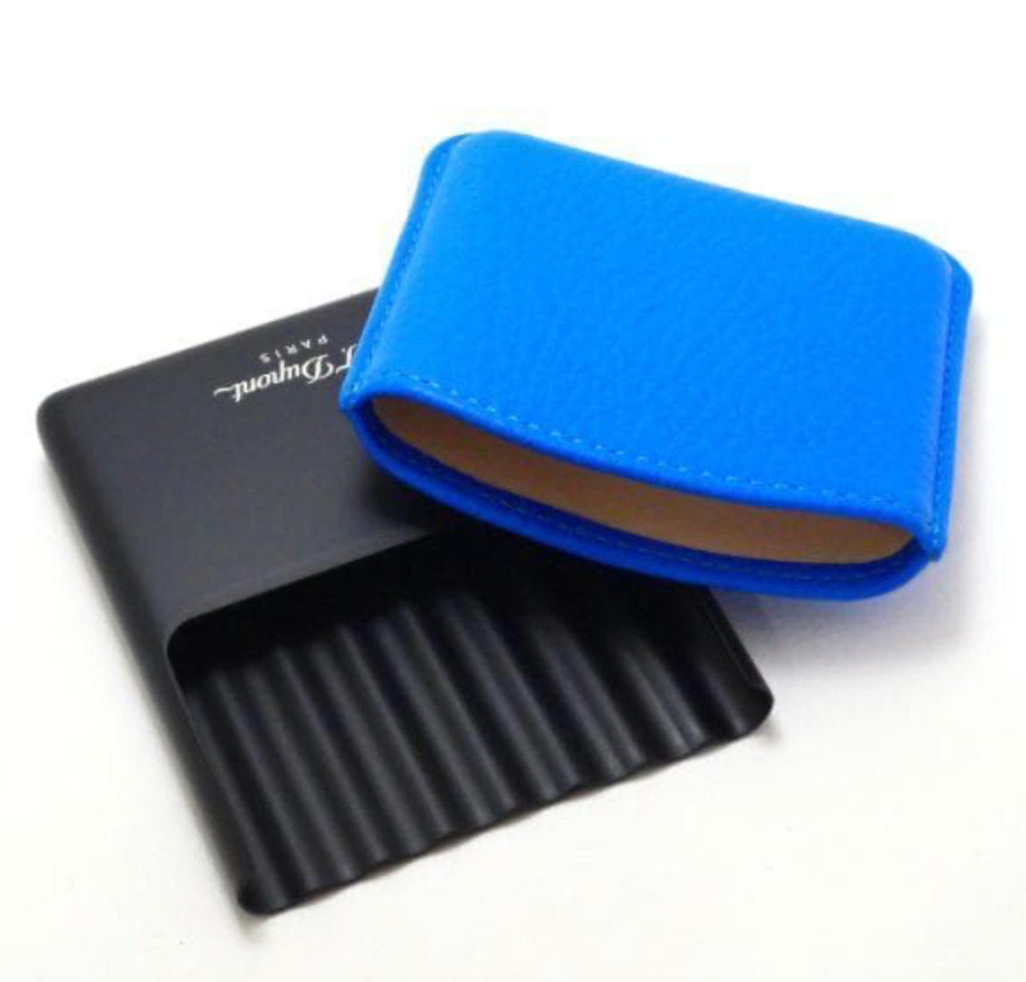 S.T. Dupont Leather Cigarette / Cigarillo Case Fluo Blue, 183116 New In Box