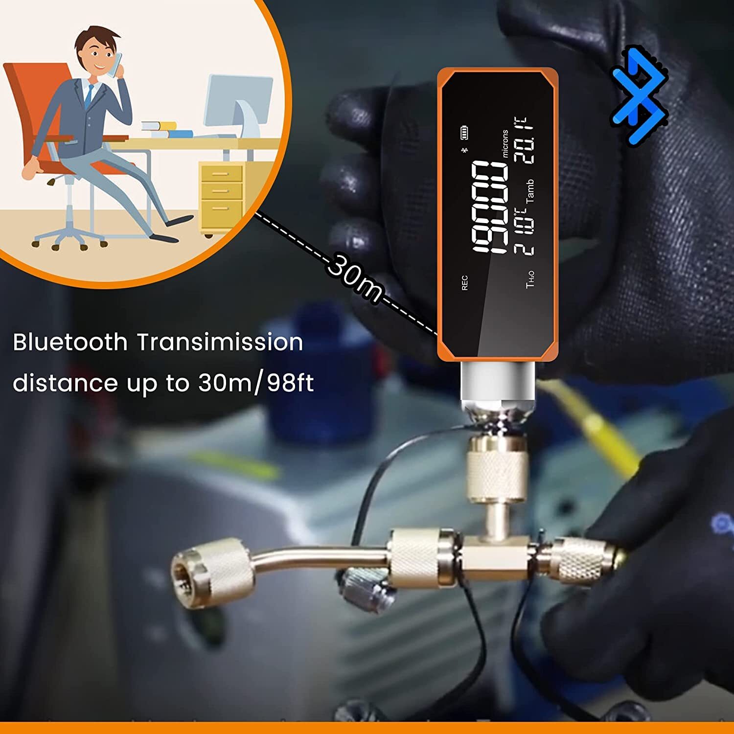 Elitech Vacuum Gauge Digital Microns Meter for HVAC/R 1~19000 Microns VGW-Mini