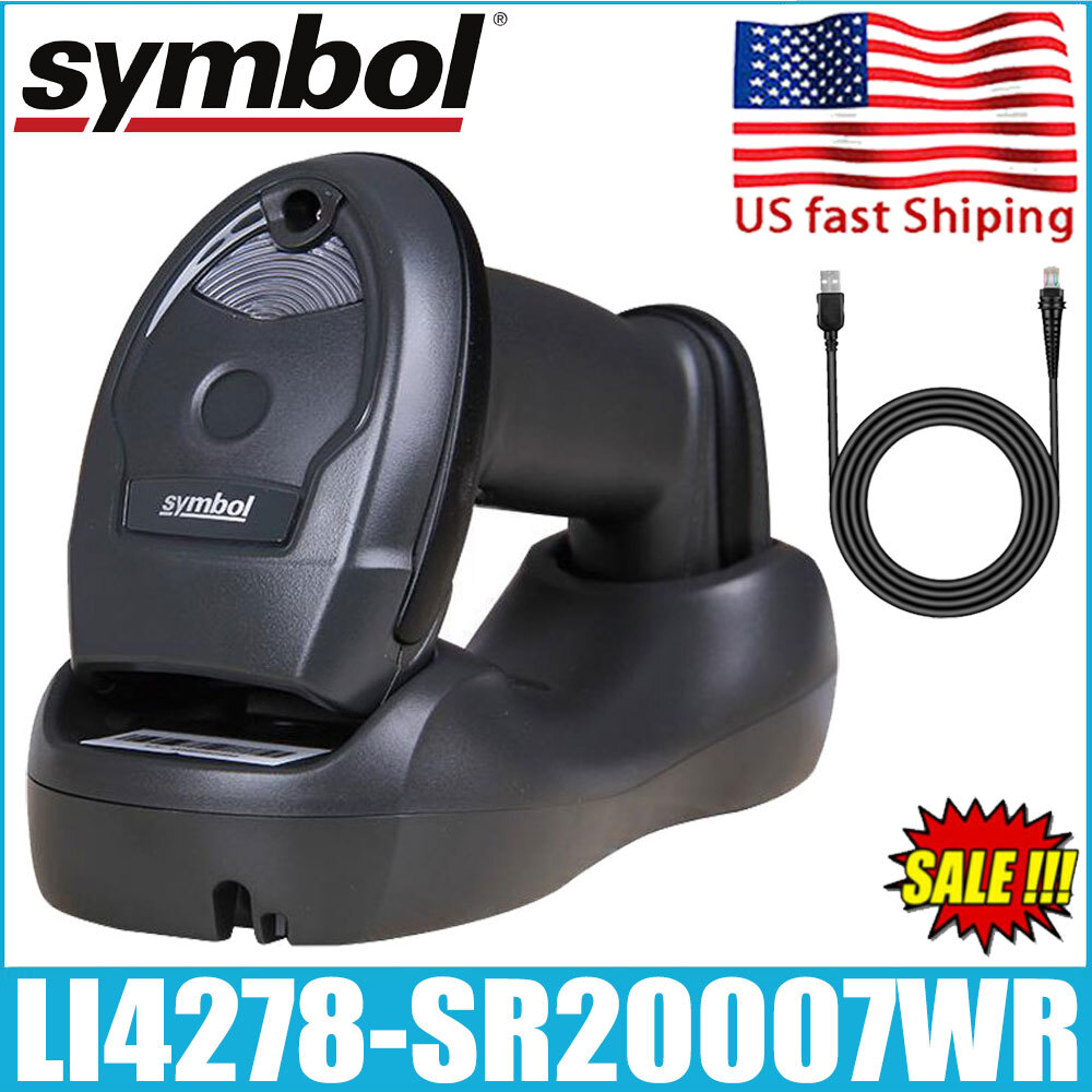Symbol LI4278-SR20007WR Bluetooth 1D Handheld Barcode Scanner+USB Cable & Cradle