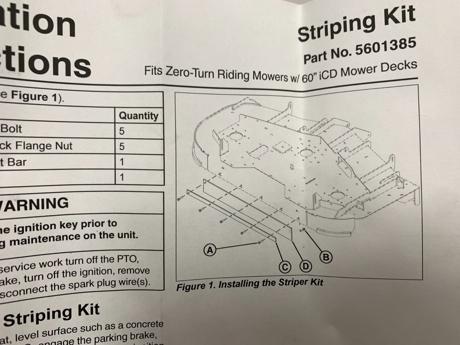 New OEM Ferris Briggs & Stratton Striping Kit 5601385 for 60" iCD Decks