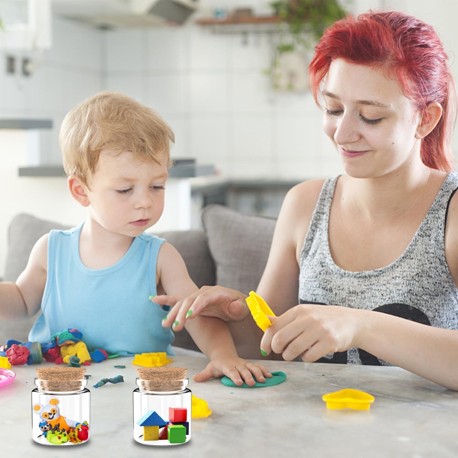 24 Pack 1.7 Oz Glass Bottles with Cork Stoppers,50 ML Mini Small Glass Bottles