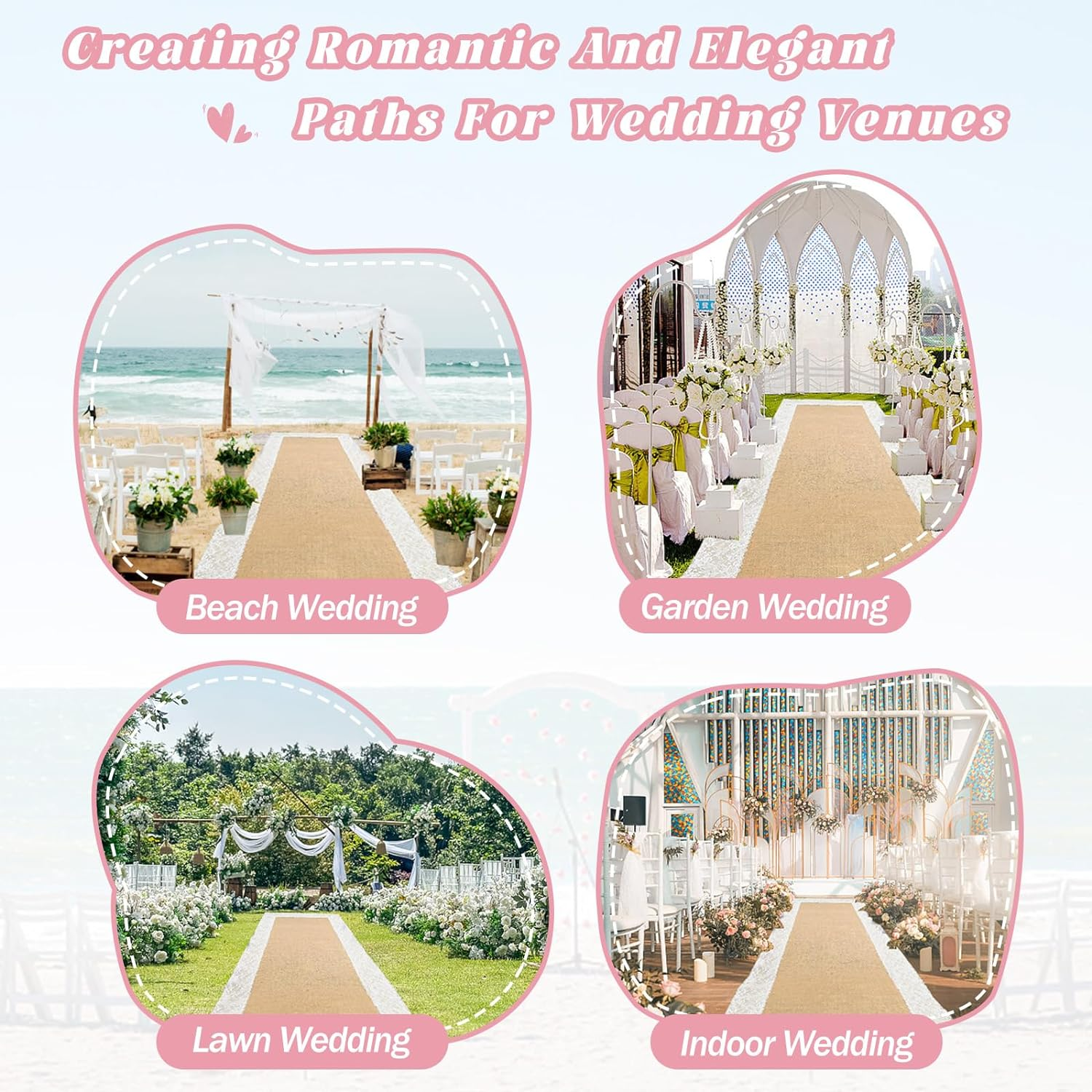 Burlap Aisle Runner for Wedding Ceremony, 36" X 20Ft Natural Burlap Wedding Aisl