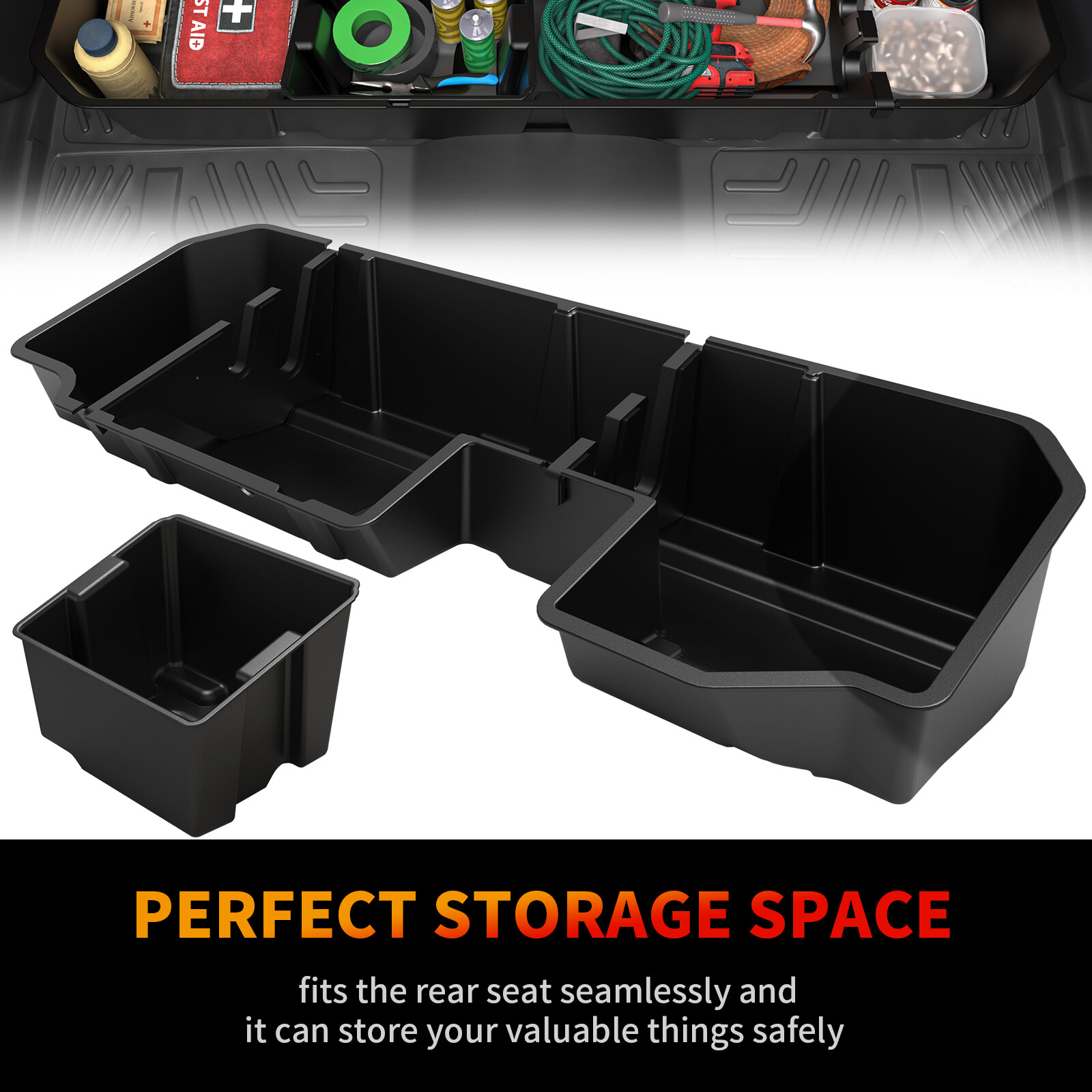 Rear Under Seat Storage for 2019-2024 Silverado Sierra 1500 20-24 2500HD 3500HD