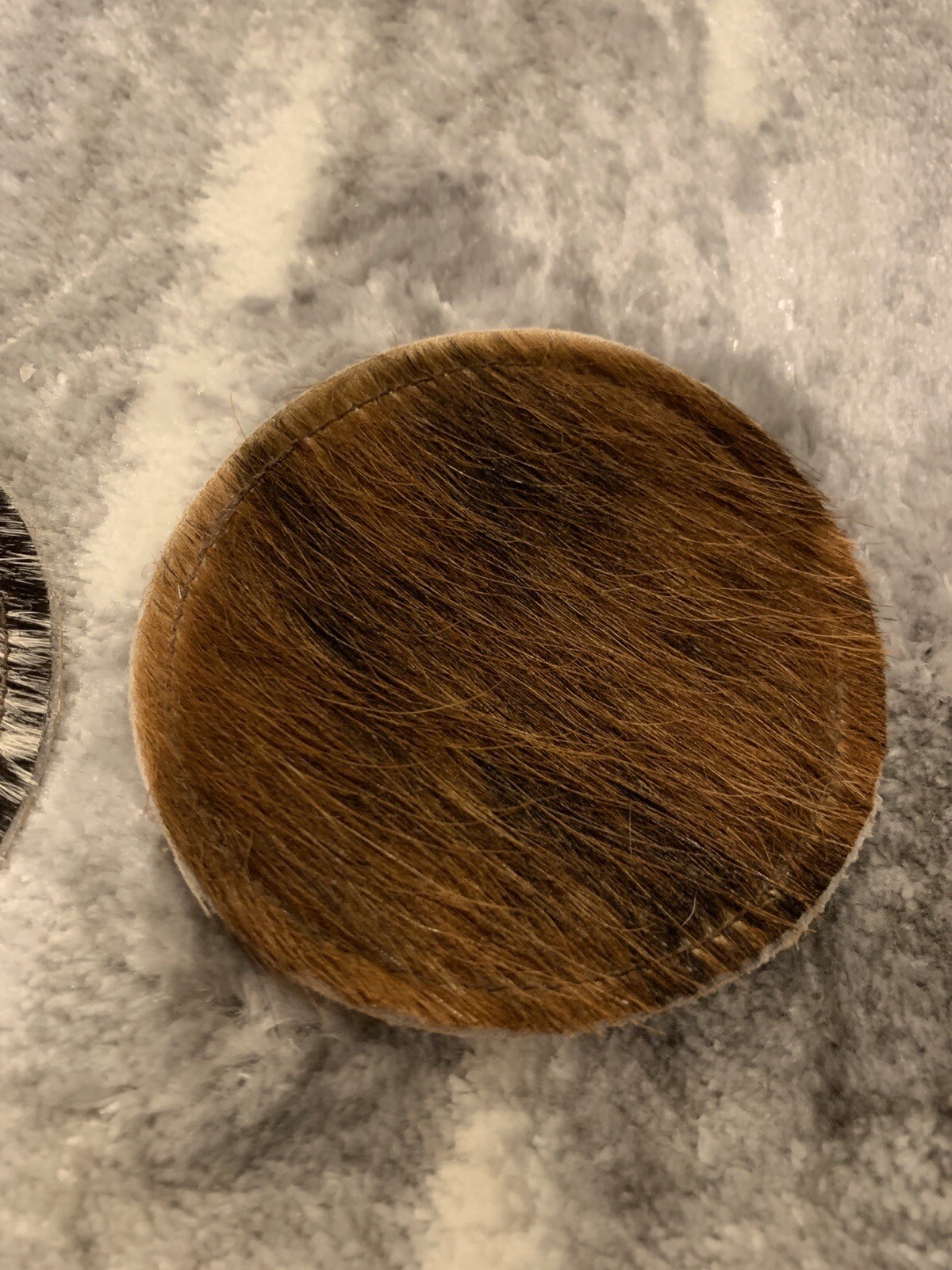2 Cowhide Coasters. Southwest Barware.