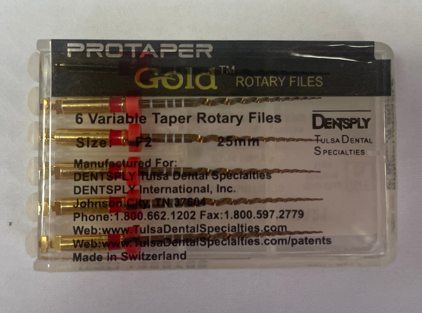 Dentsply ProTaper Gold Rotary Files F1, F2, F3, S1, S2, SX-F3, 6 files/pack