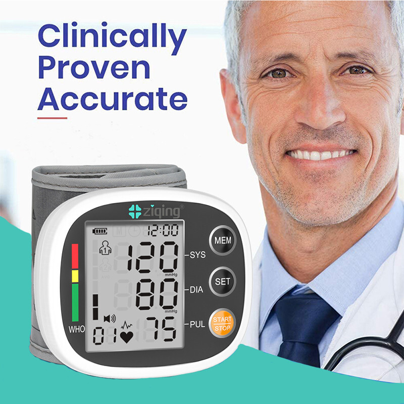 Rechargeable Sphygmomanometer Digital Blood Pressure Monitor Wrist Black