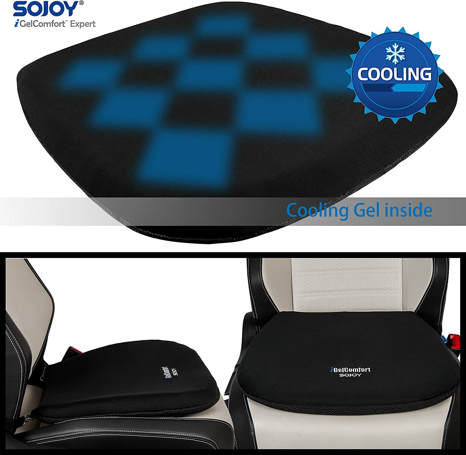 Sojoy All Gel Seat Cushion Coccyx Orthopedic Pad for Car Seat Home/Office Chair