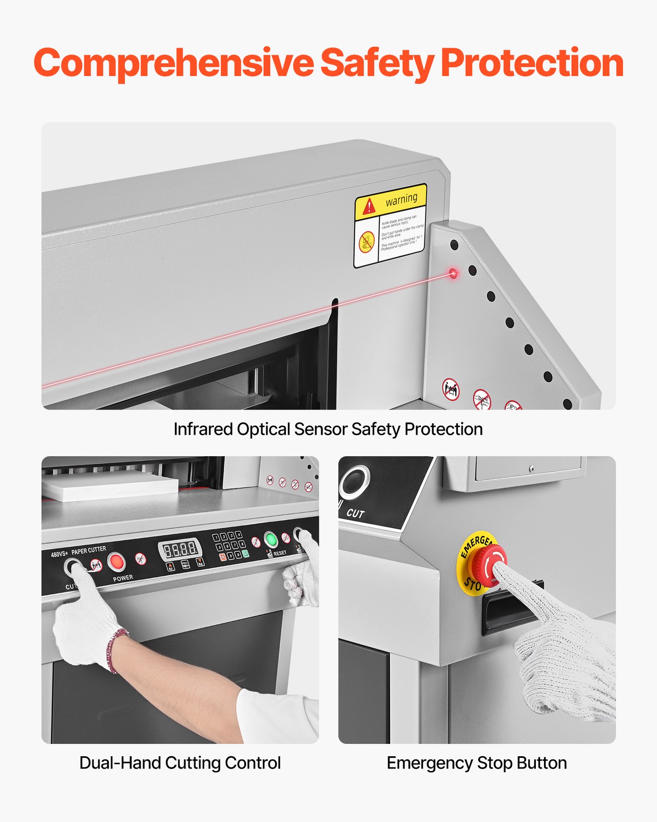 VEVOR Electric Paper Cutter 18.9 in Cutting Width 1.97 in Cutting Thickness