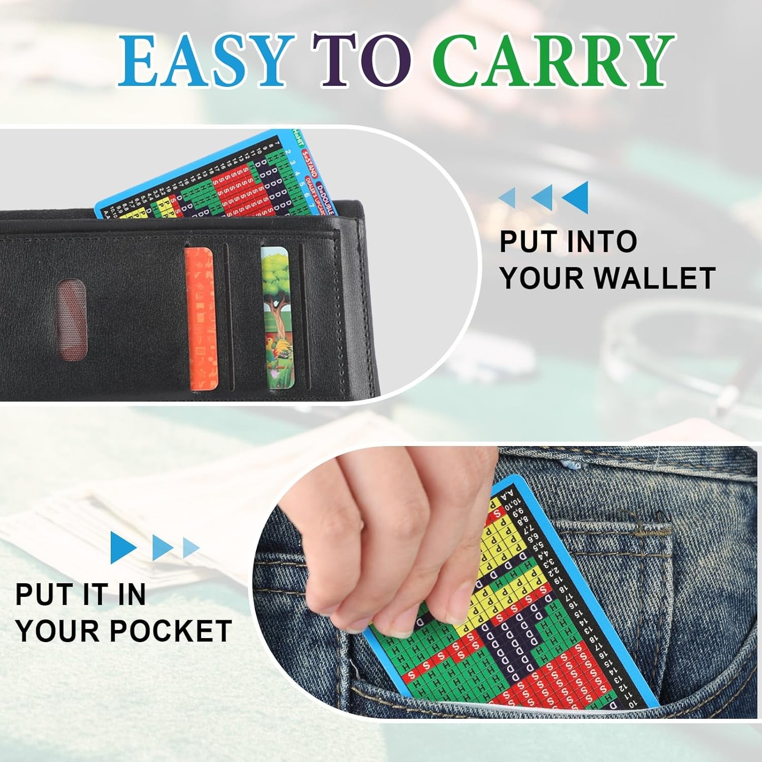 Metal Blackjack Basic Strategy Card with Protective Sleeve