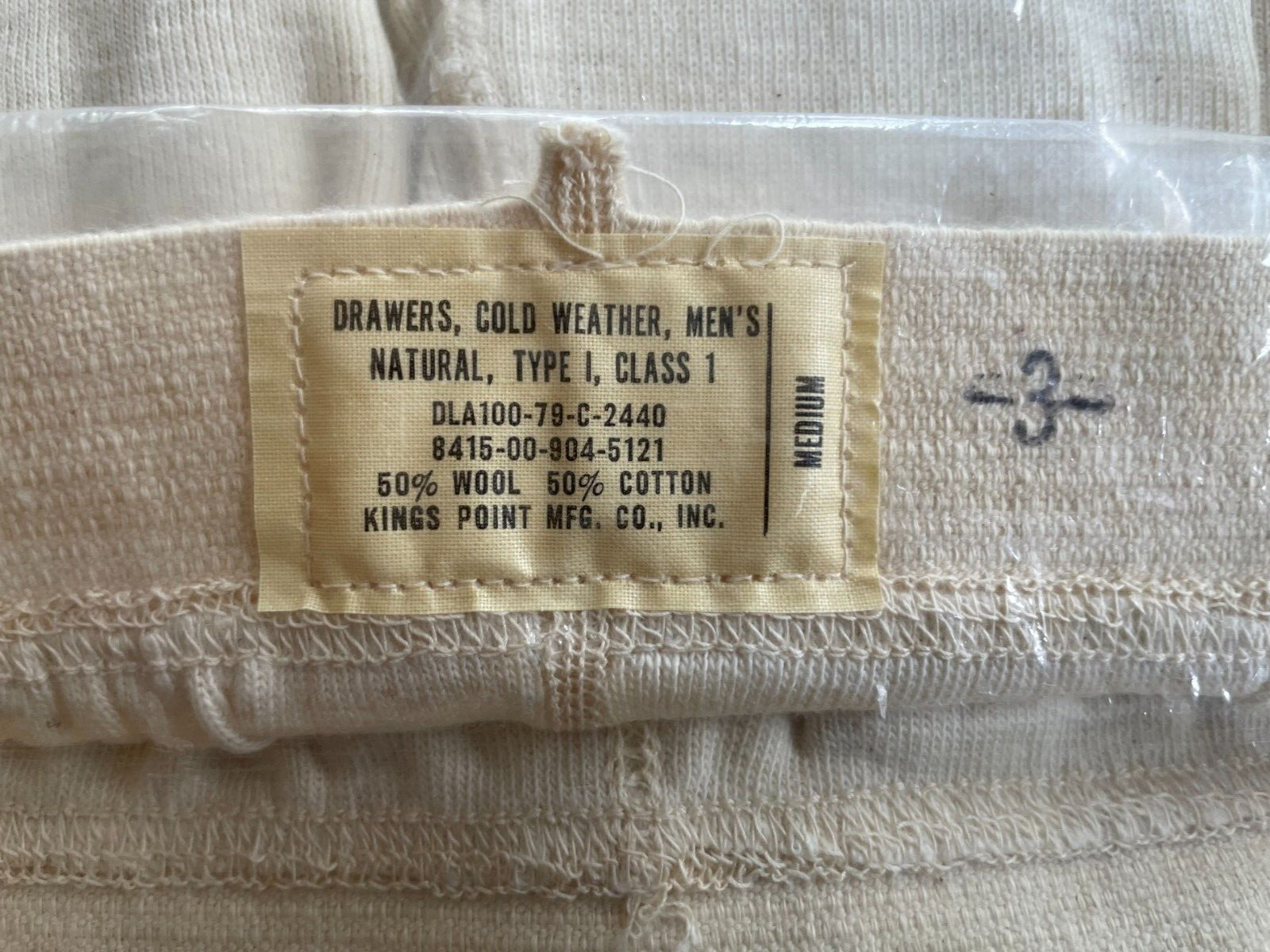 NEW ARMY ISSUE COLD WEATHER WINTER WOOL BLEND LONG JOHN DRAWERS (MED.) (N.I.B.)