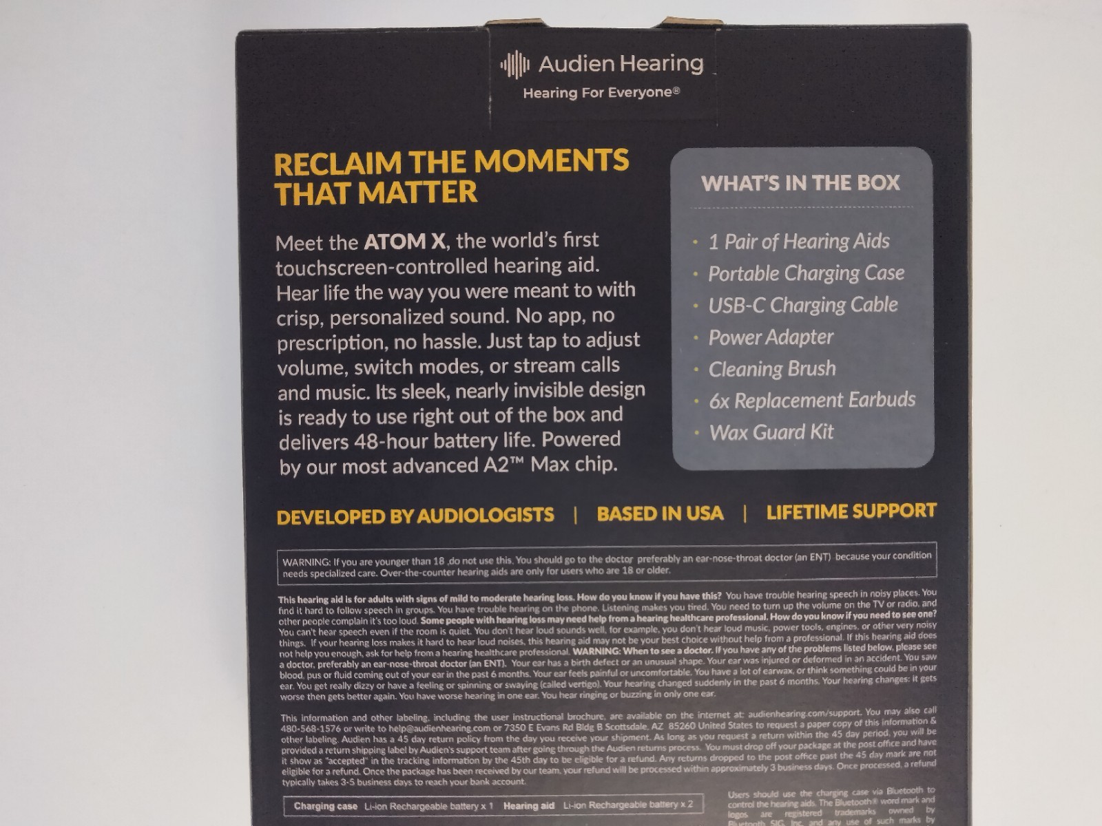 🔥 Audien ATOM X Wireless Rechargeable OTC Hearing Aid TOUCH SCREEN NEWEST MODEL