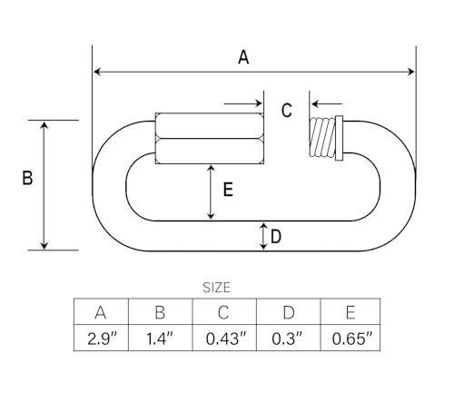 2.9 Inch 304 Stainless Steel Carabiner and Stainless Steel Chain Quick 2.9inch