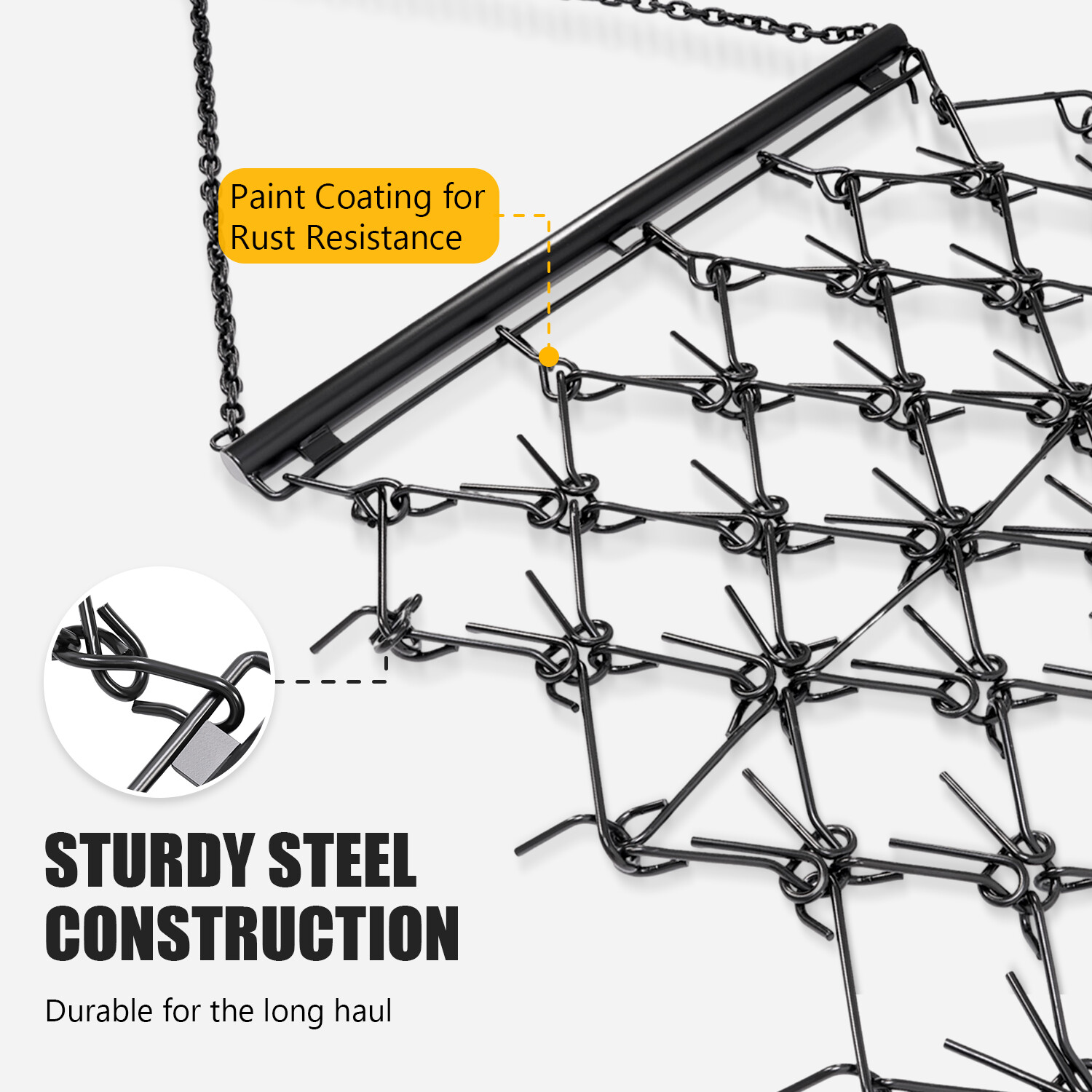 4FT X 4FT Heavy Duty Drag Harrow For ATV UTVs Leveling Grading Powder Coated