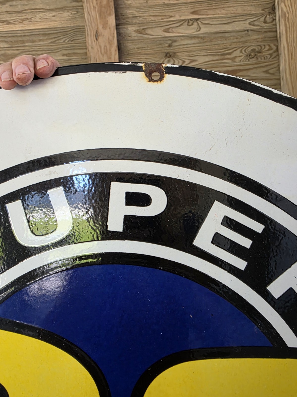 HUGE VINTAGE CHEVROLET SUPER SPORT PORCELAIN SIGN 30"*