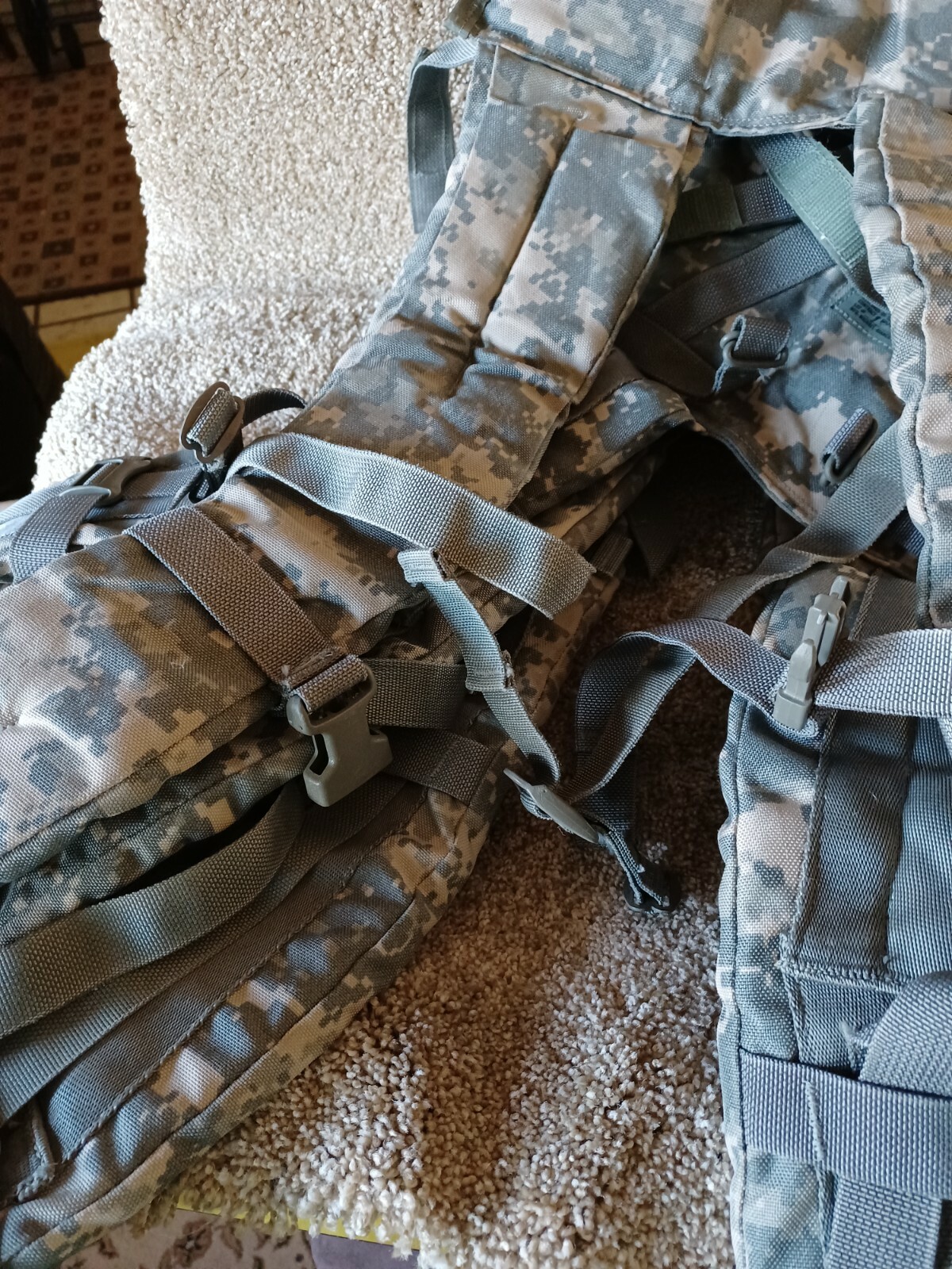 Molle II ACU Enhanced Camo Ruck Sack Shoulder Straps with Quick Release Lowers