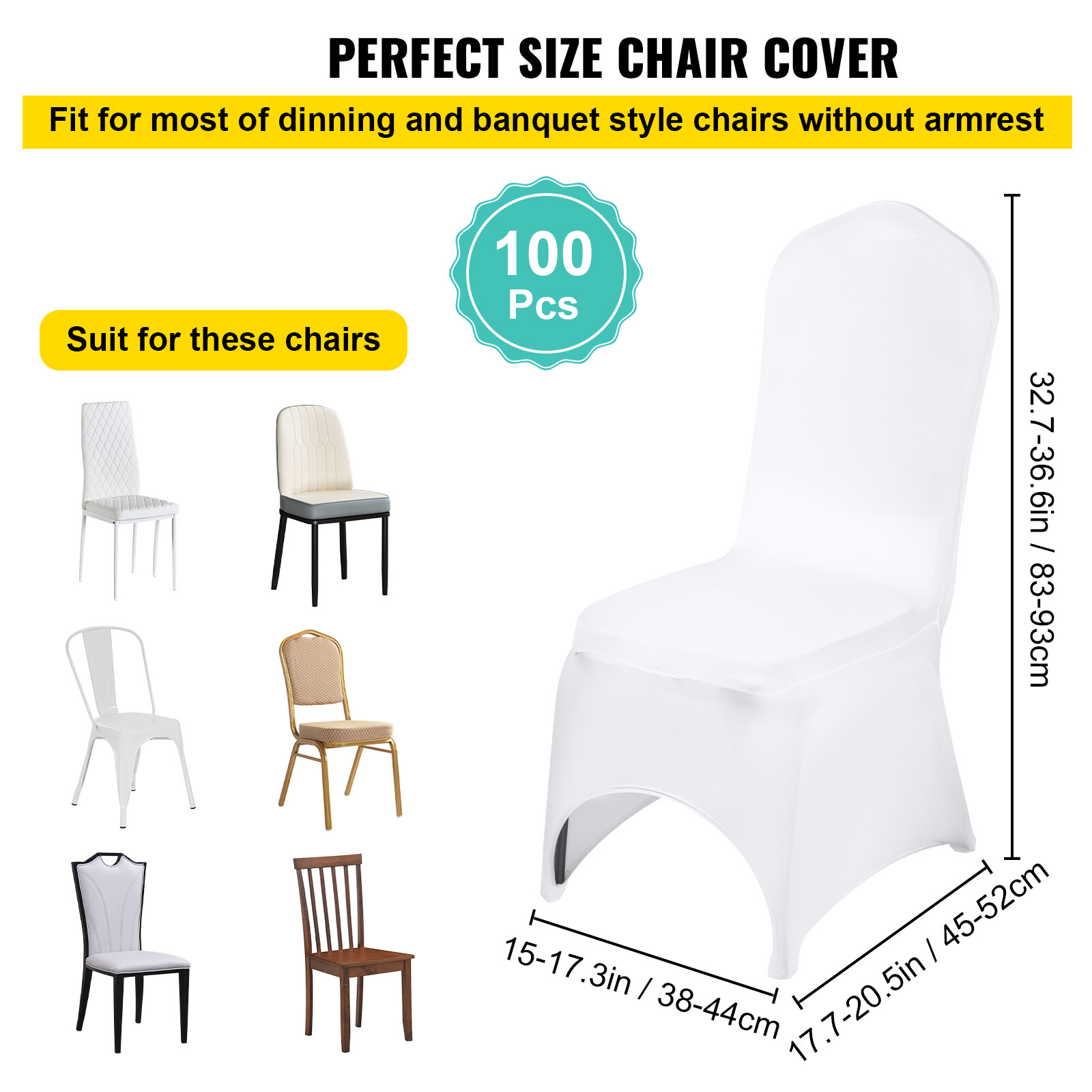VEVOR 100PCS White Stretch Spandex Folding Chair Covers for Wedding Party Dining