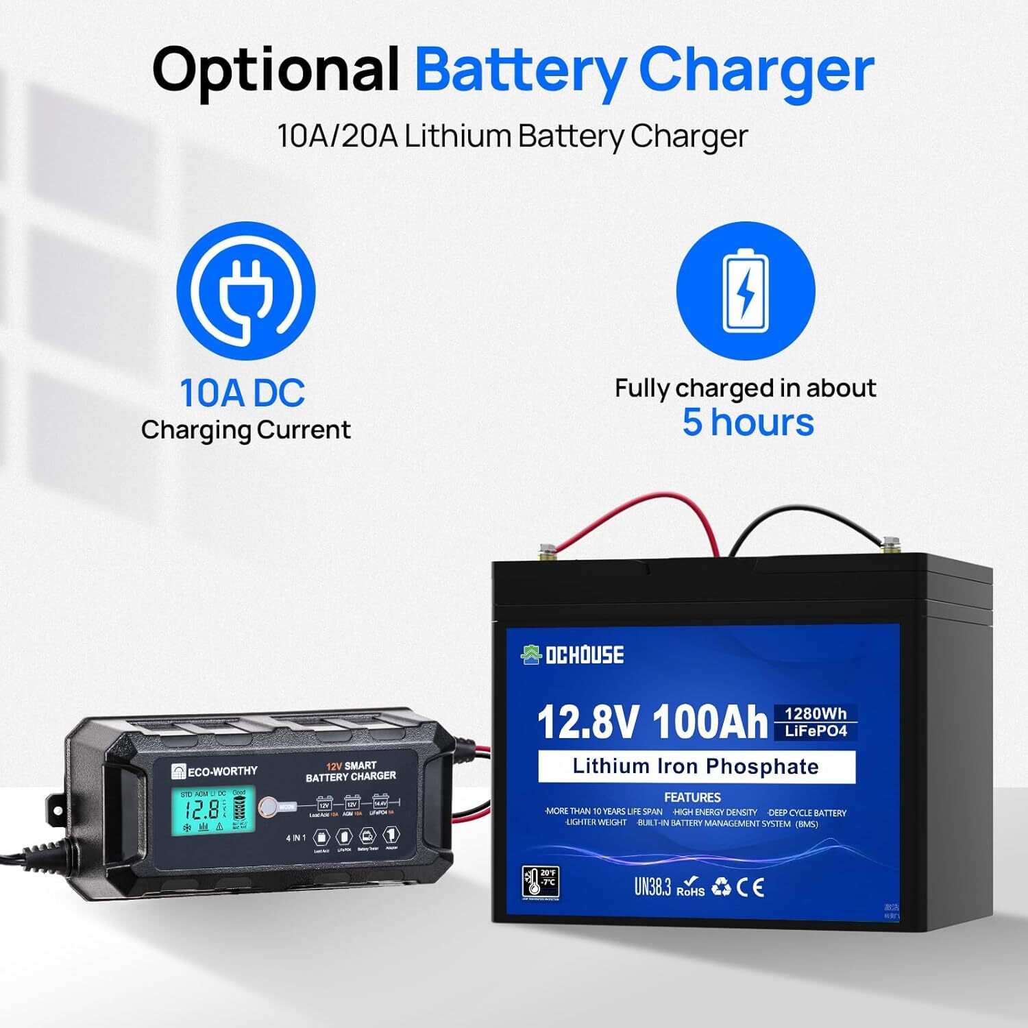 12V 100Ah LiFePO4 Lithium Battery 4000+ Deep Cycle For RV Marine Solar Off-grid