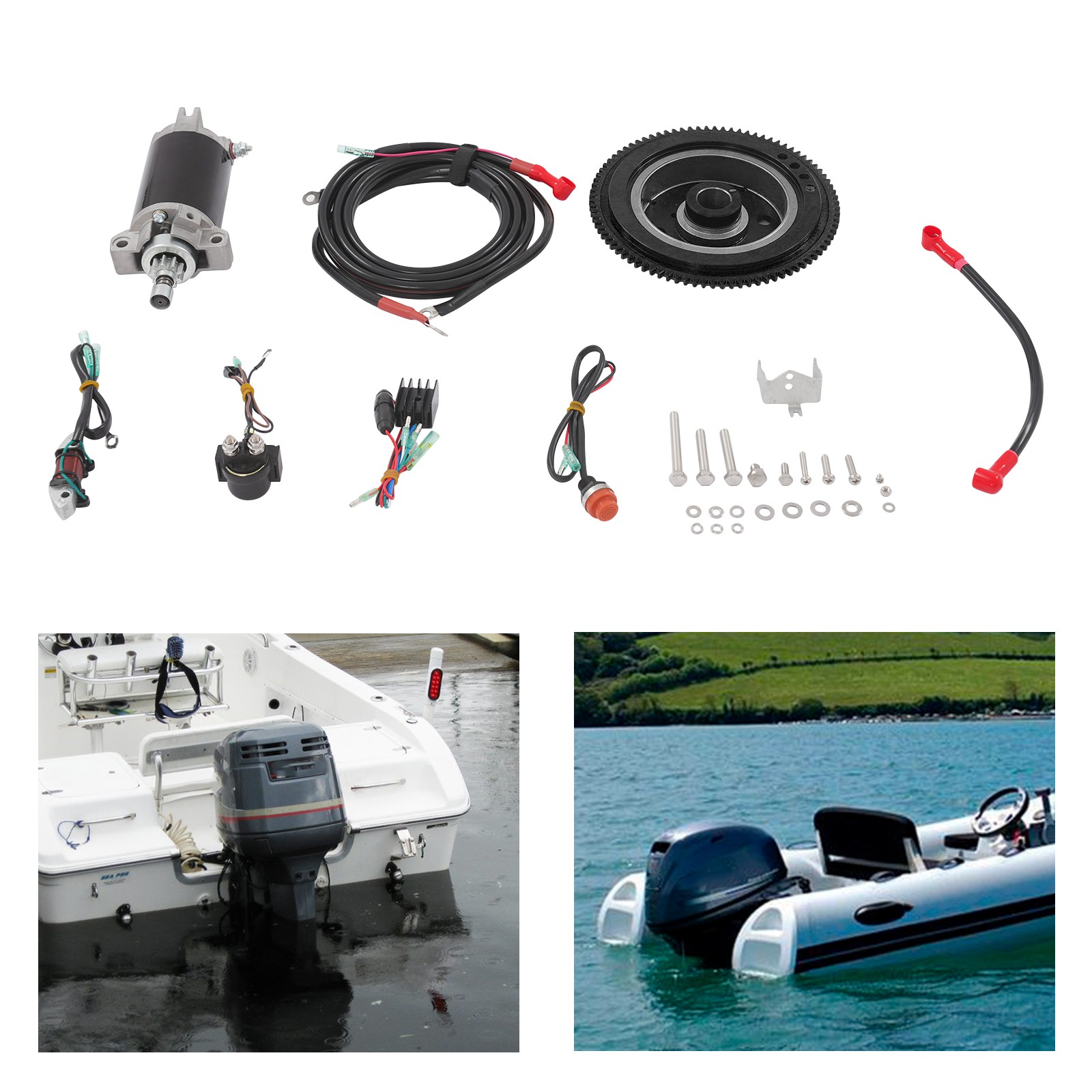 Electric Starter Conversion Kit For Yamaha 2Stroke 40HP Outboard Motor Start Kit