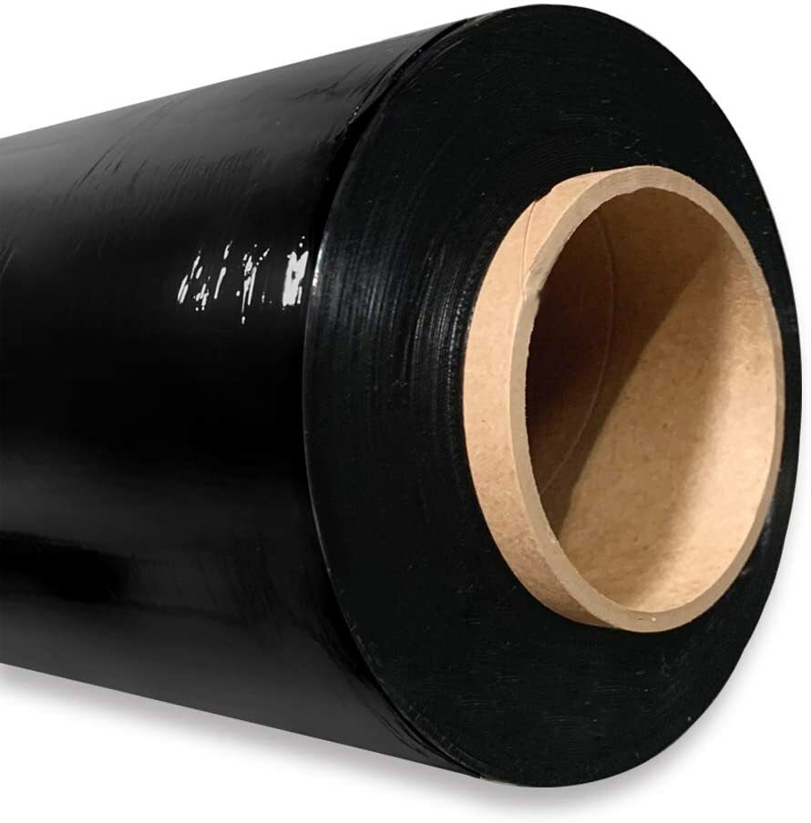 80 GAUGE - 4 Rolls Black Shrink Wrap Stretch Film 18" X 1000' Total 4000 FT