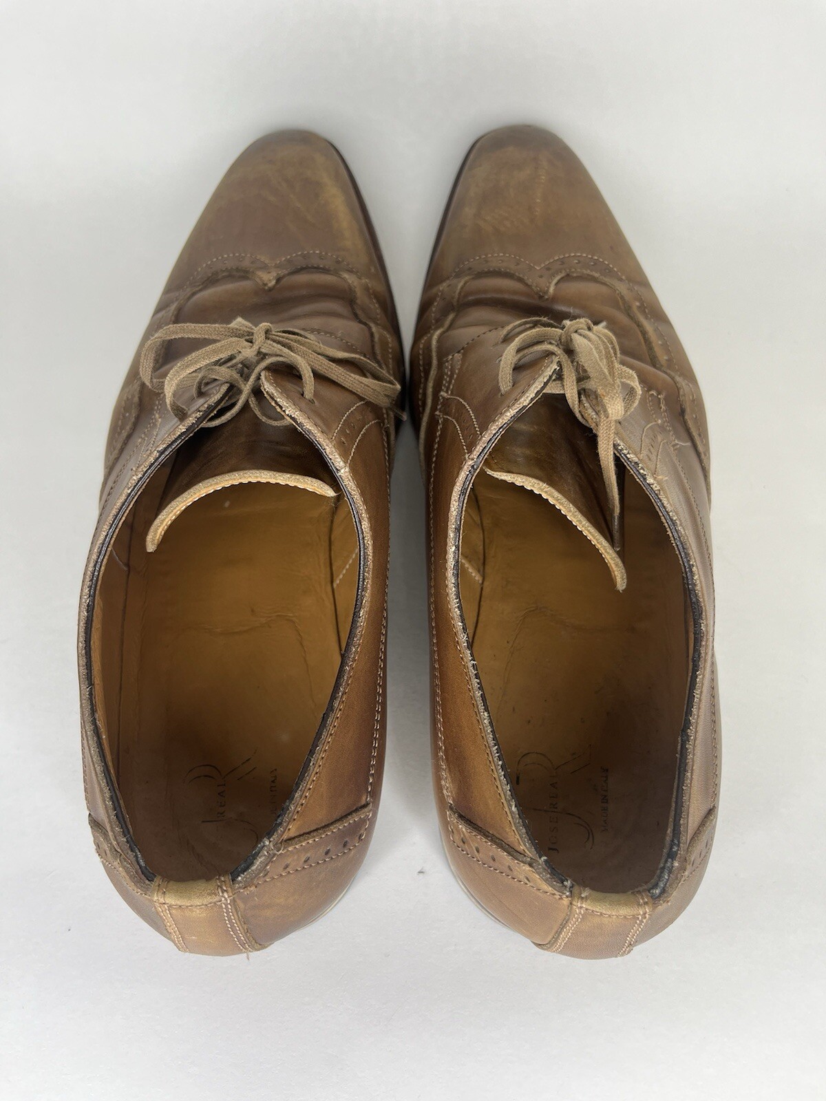 Jose Real Mens Sz 43 (US 10) Brown Leather Oxford Dress Shoes Hand Made In Italy