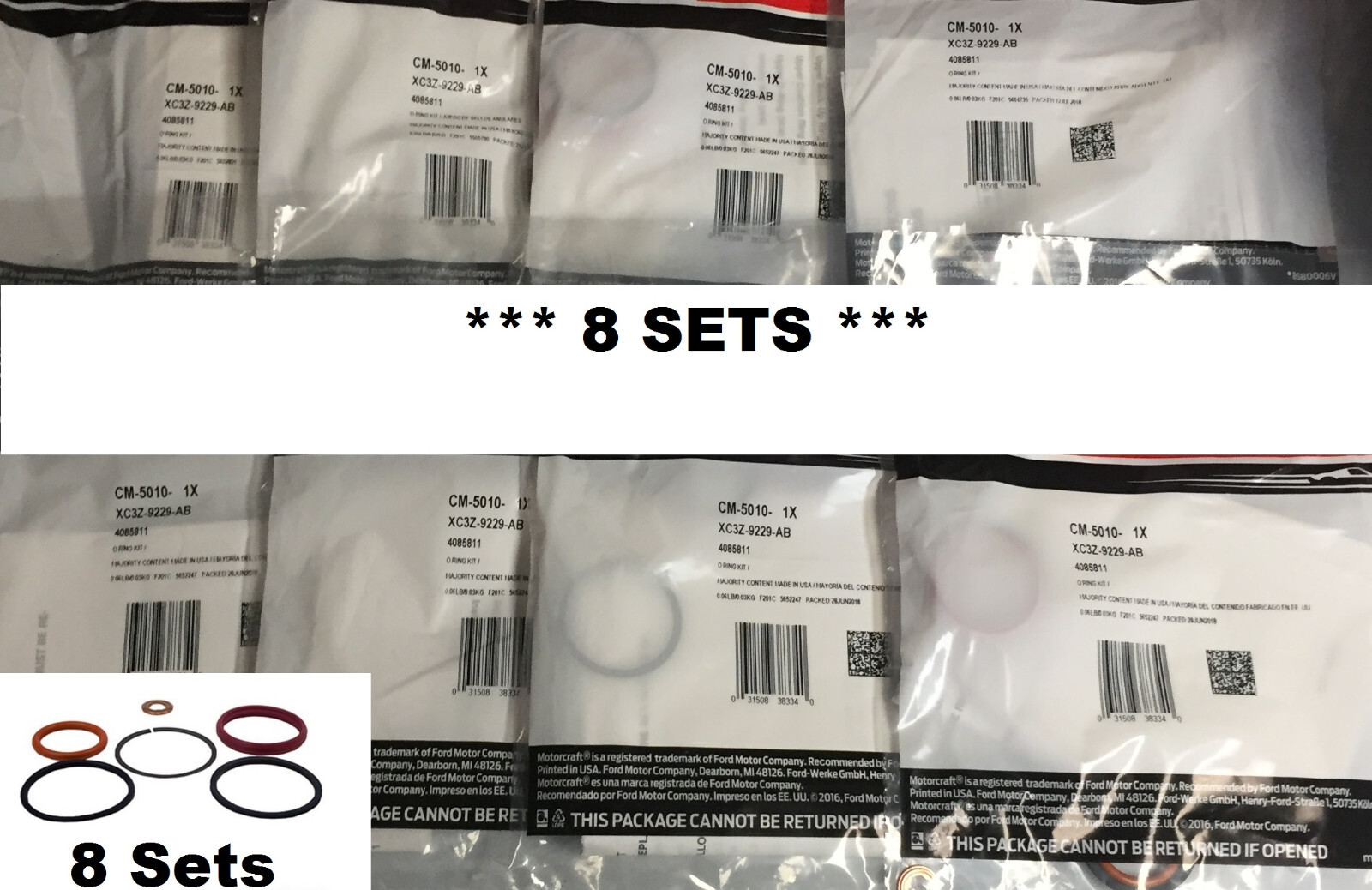 CM-5010 ( Set of 8 )  NEW OEM for Ford 7.3L Diesel Fuel Injector O-Ring Kits