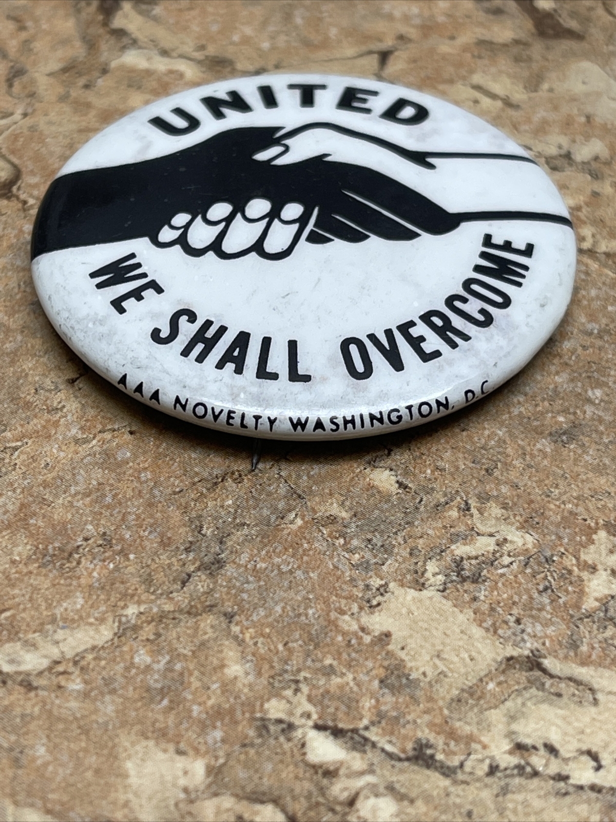 Vintage 1960s Civil Rights Pinback Button United We Shall Overcome JD Equality