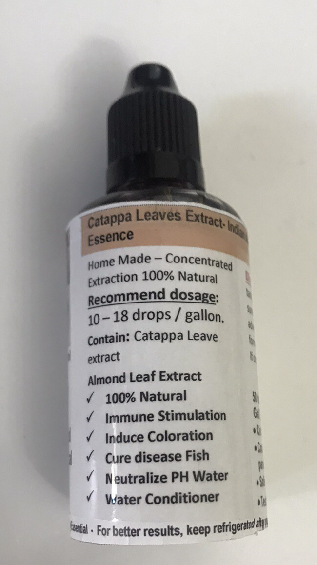 Catappa Extract- Indian Almond Leaf Essence for Bettas & Other Fish 50 mL,100mL