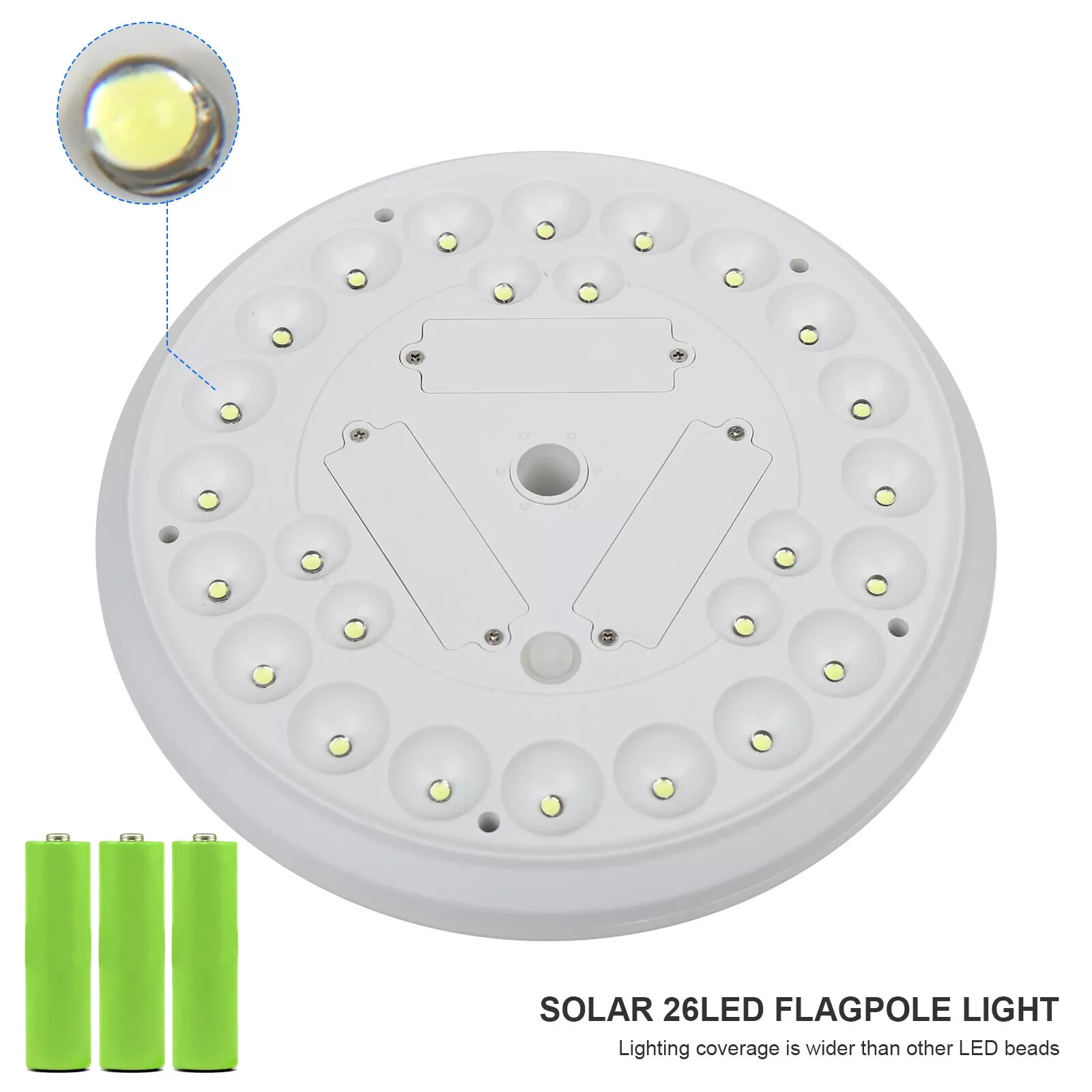 26 LED Solar Powered Flag Pole Light Auto Active Super Bright Outdoor Waterproof