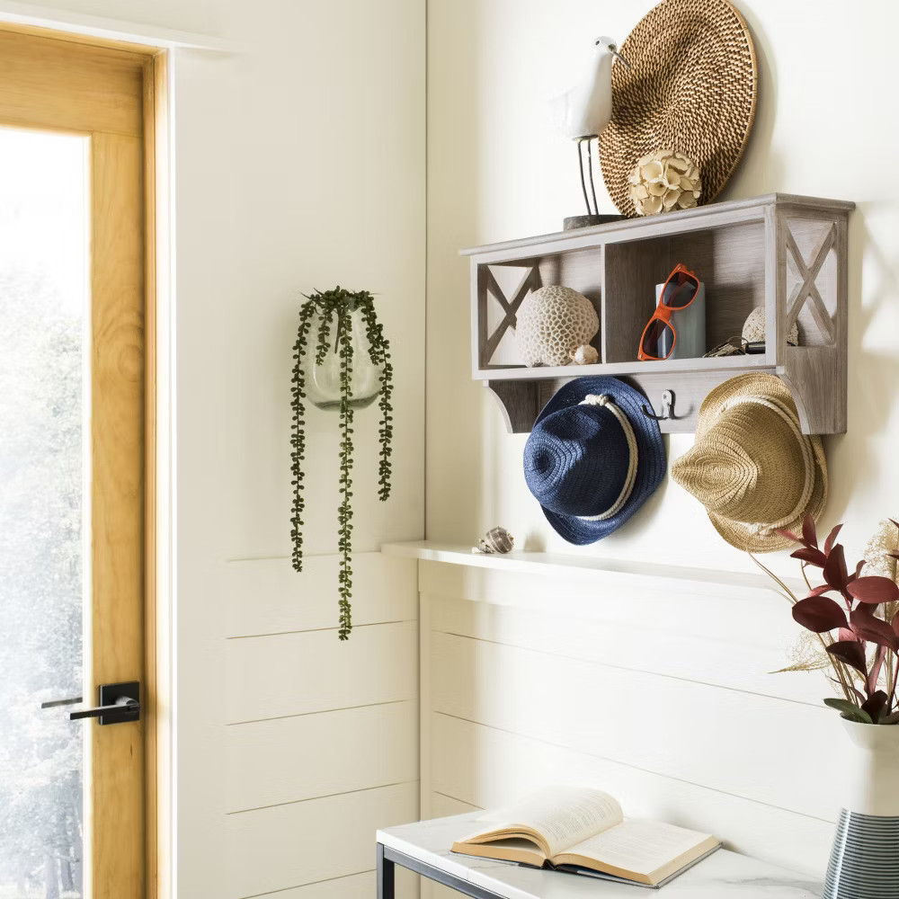 Freya Hanging Storage Wall Rack - Vintage White - Safavieh