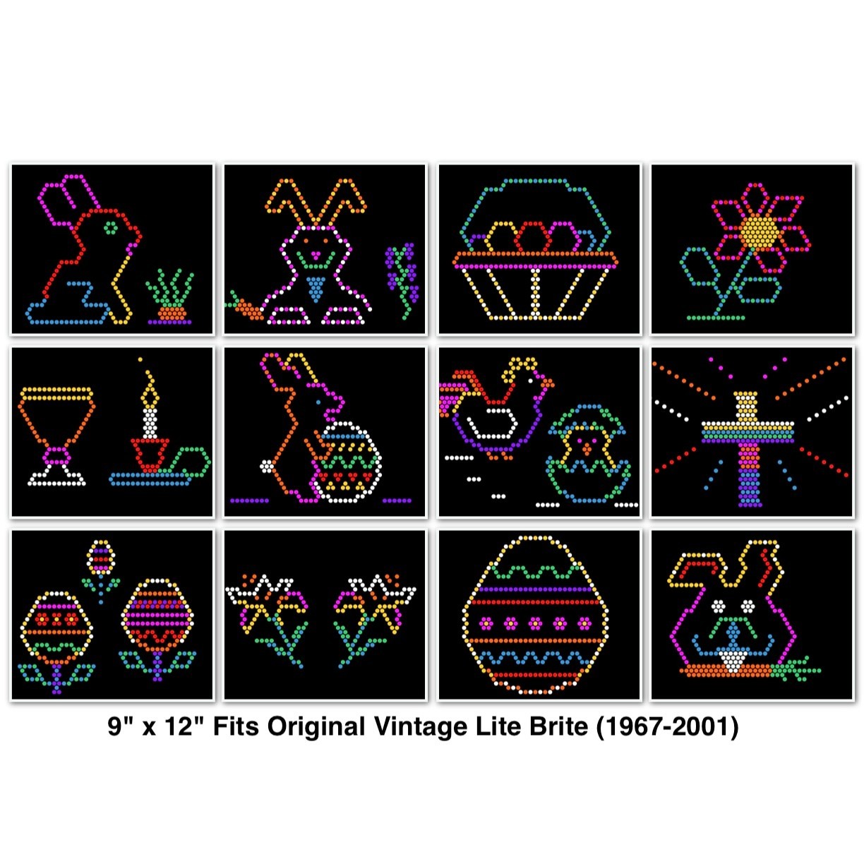 Easter Theme Pattern Refill Sheets for Lite Brite 12 Pack