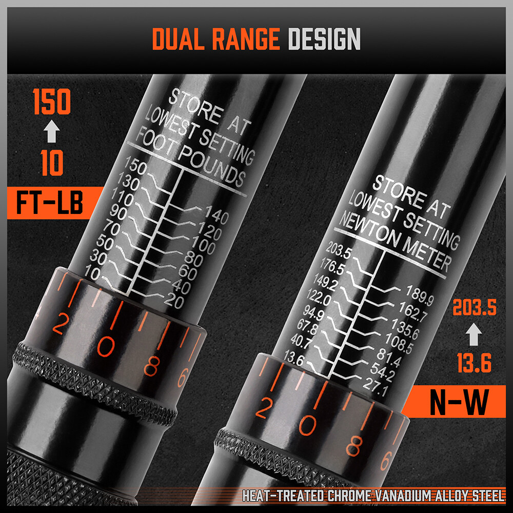 1/2" Torque Wrench Snap Socket Professional Drive Click Type Ratcheting