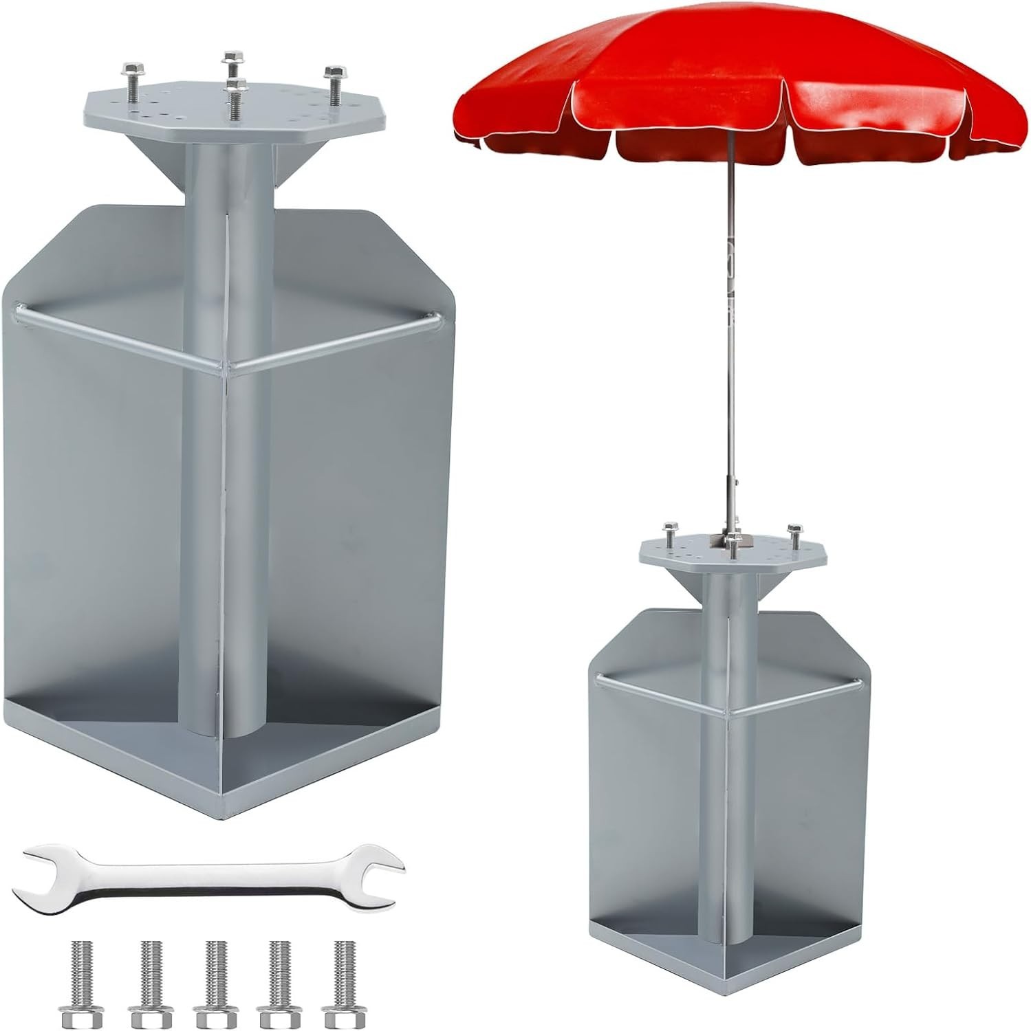 Heavy Duty In-Ground Silver2- Inground Umbrella Base with 2 Steel Tubes