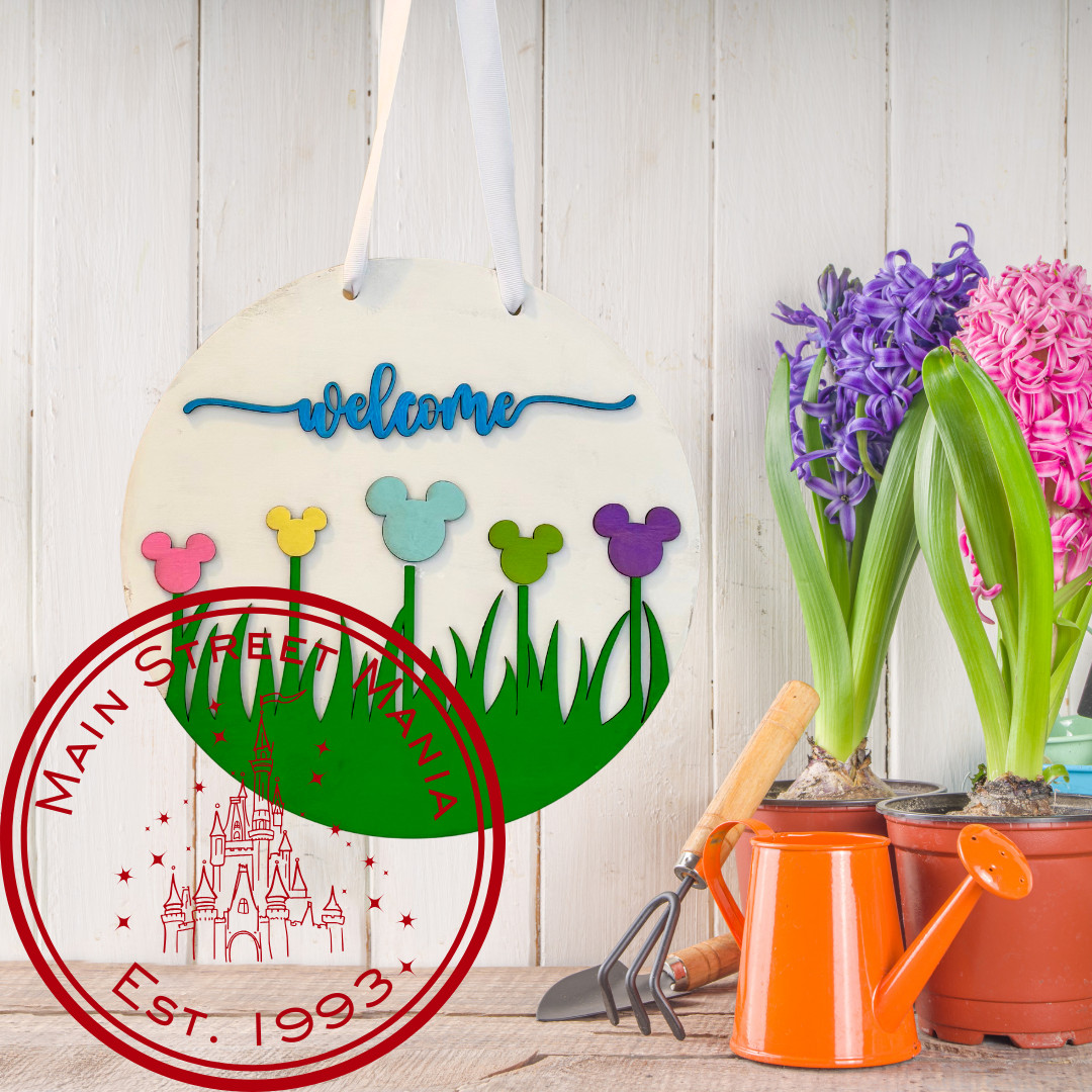 Welcome Mickey Spring Tulips Sign