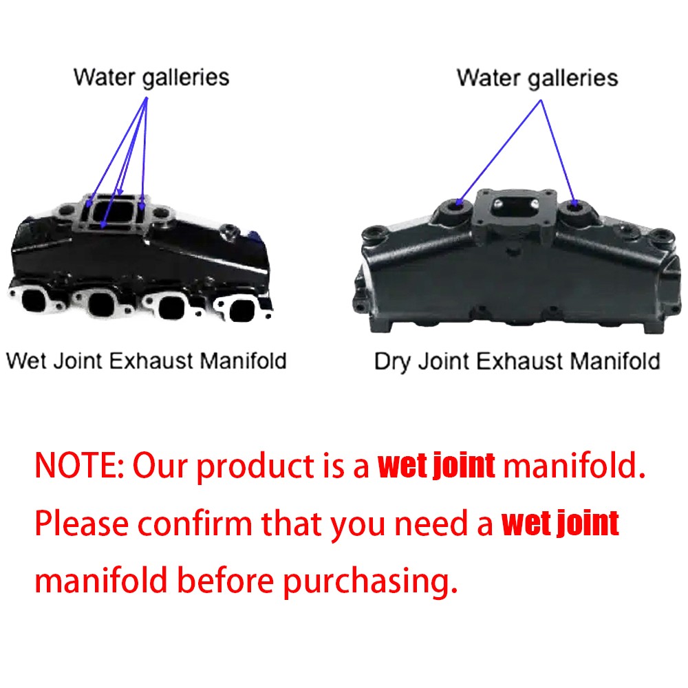 Exhaust Manifold & Riser Kit for MerCruiser Marine 4.3L V6 262 85‑02 99746 44354